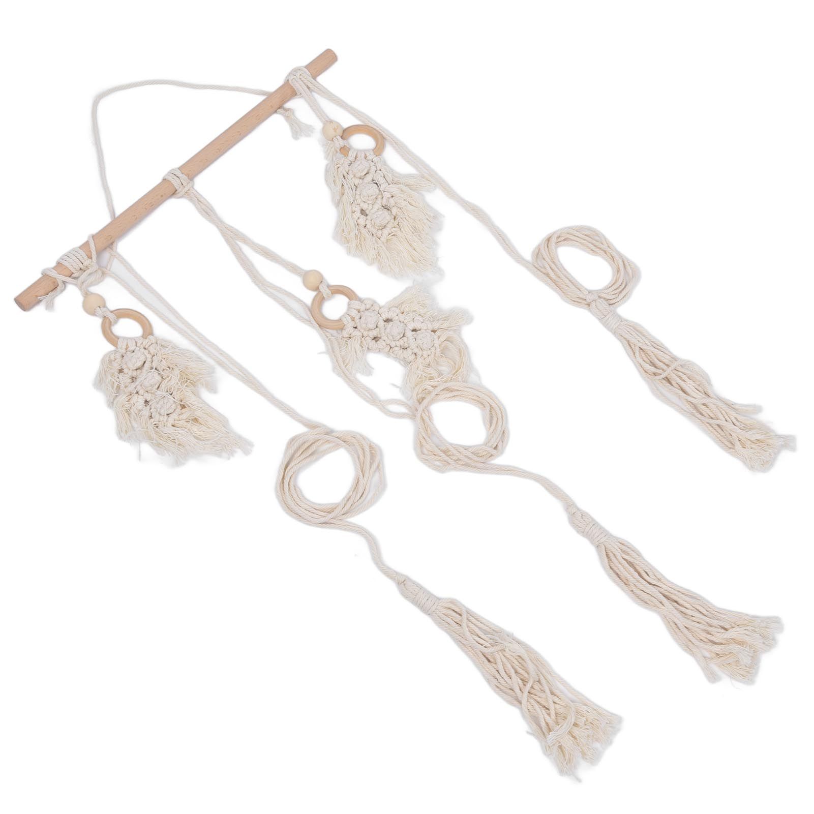 Boho Hat Wall Hanging Rack Cotton Rope Woven Bohemian Caps Holder for Home view 5