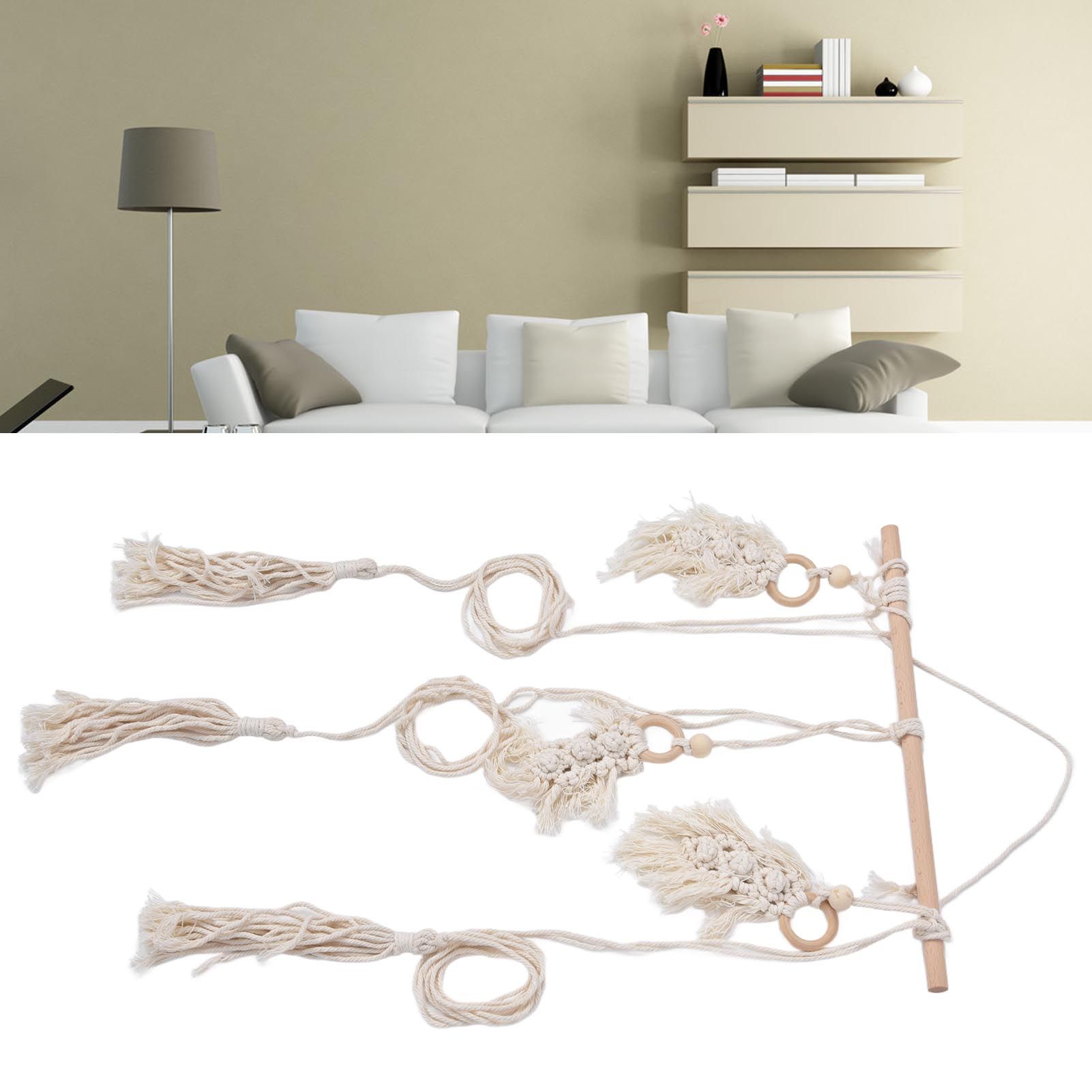 Boho Hat Wall Hanging Rack Cotton Rope Woven Bohemian Caps Holder for Home view 12