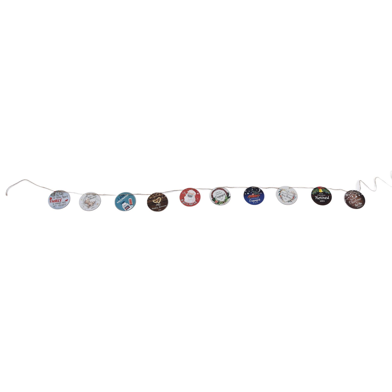 10pcs Christmas Hangings Wooden Round Beautiful Pattern Christmas Tags with view 10