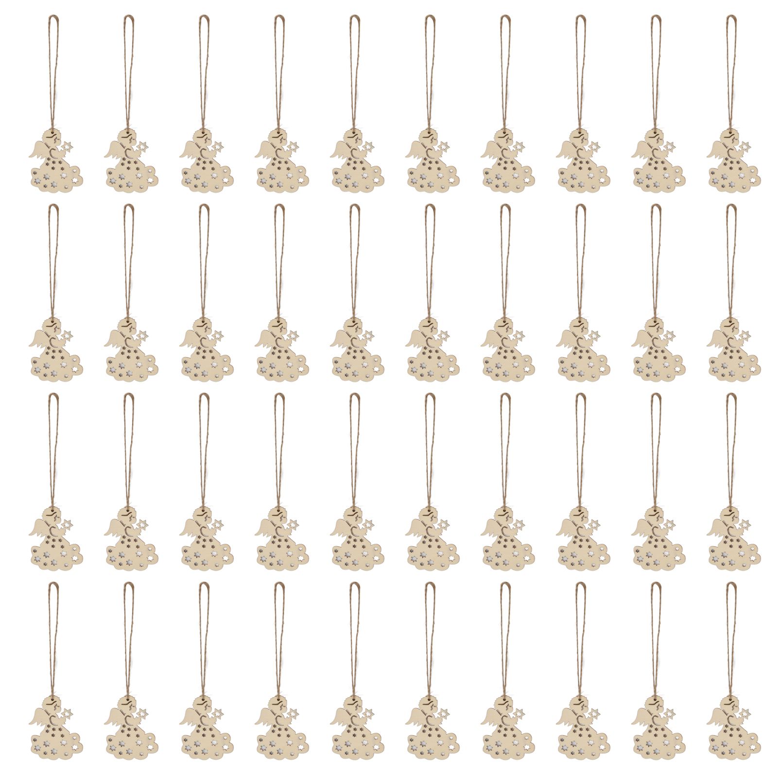 40pcs Christmas Tree Ornaments Wooden Hallow Cute Christmas Hangings with