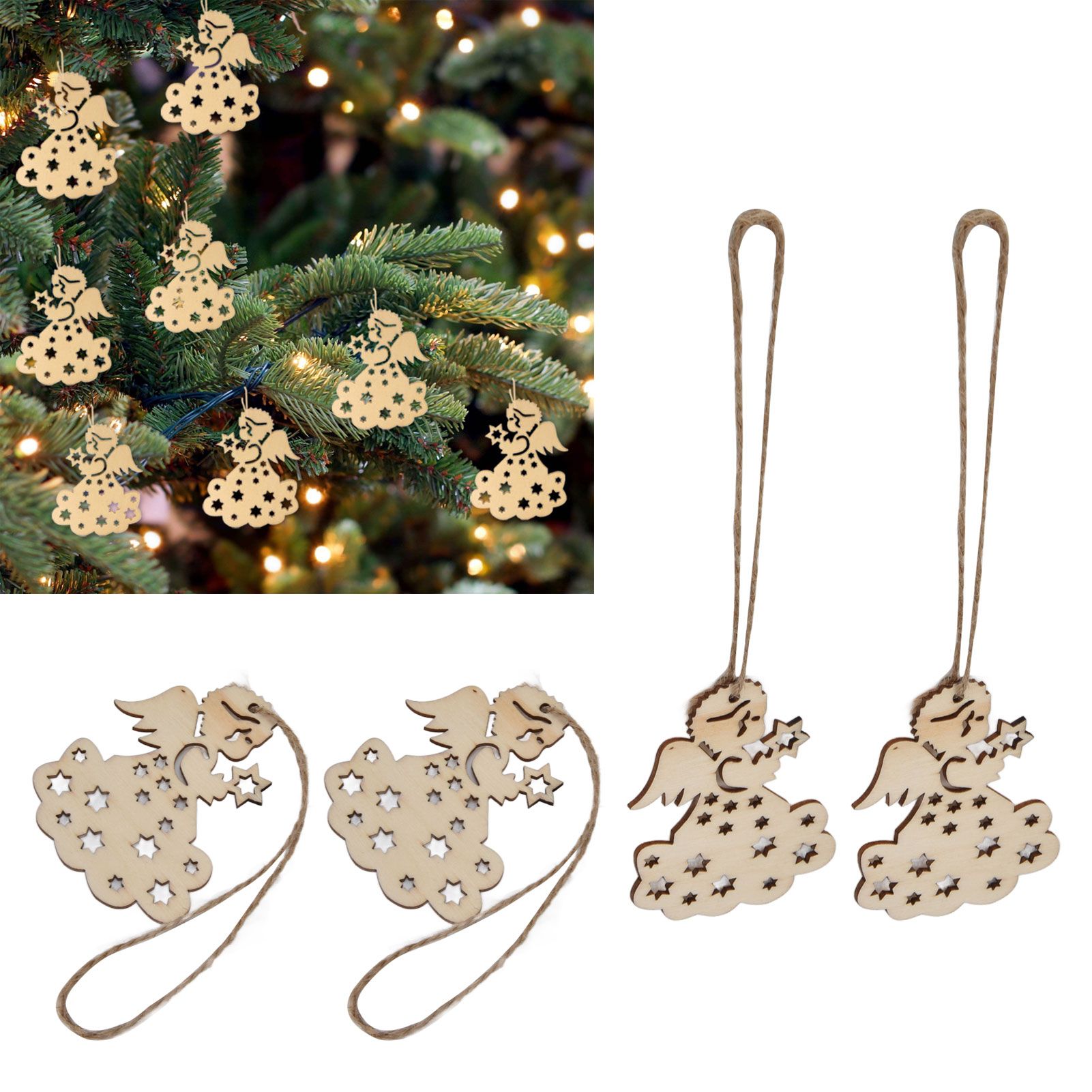 40pcs Christmas Tree Ornaments Wooden Hallow Cute Christmas Hangings with view 11