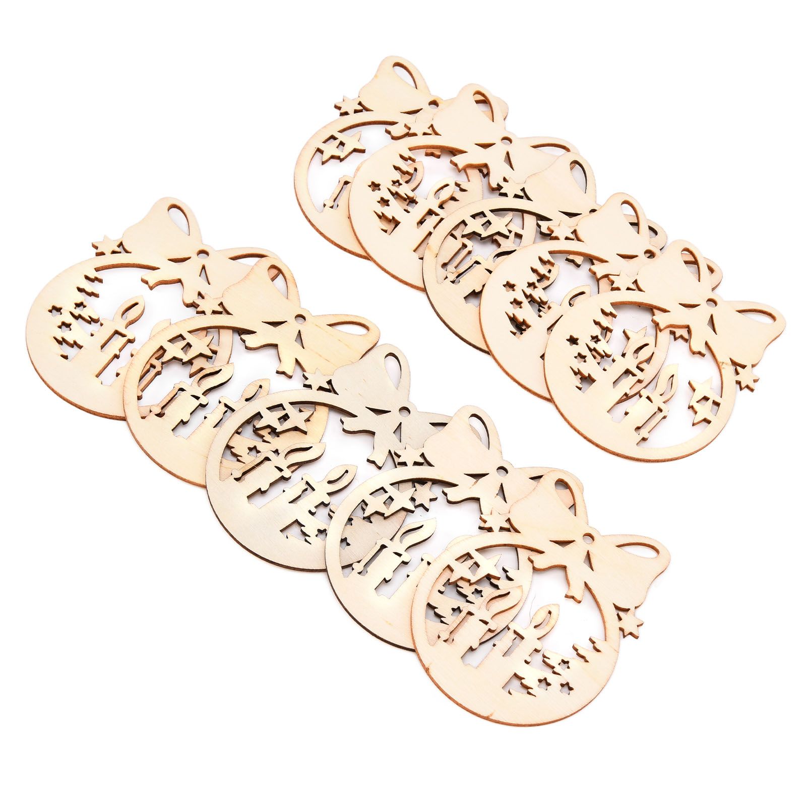 40Pcs Wooden Christmas Tree Decor Hanging Ornaments Set Hollow Wood Tree view 6
