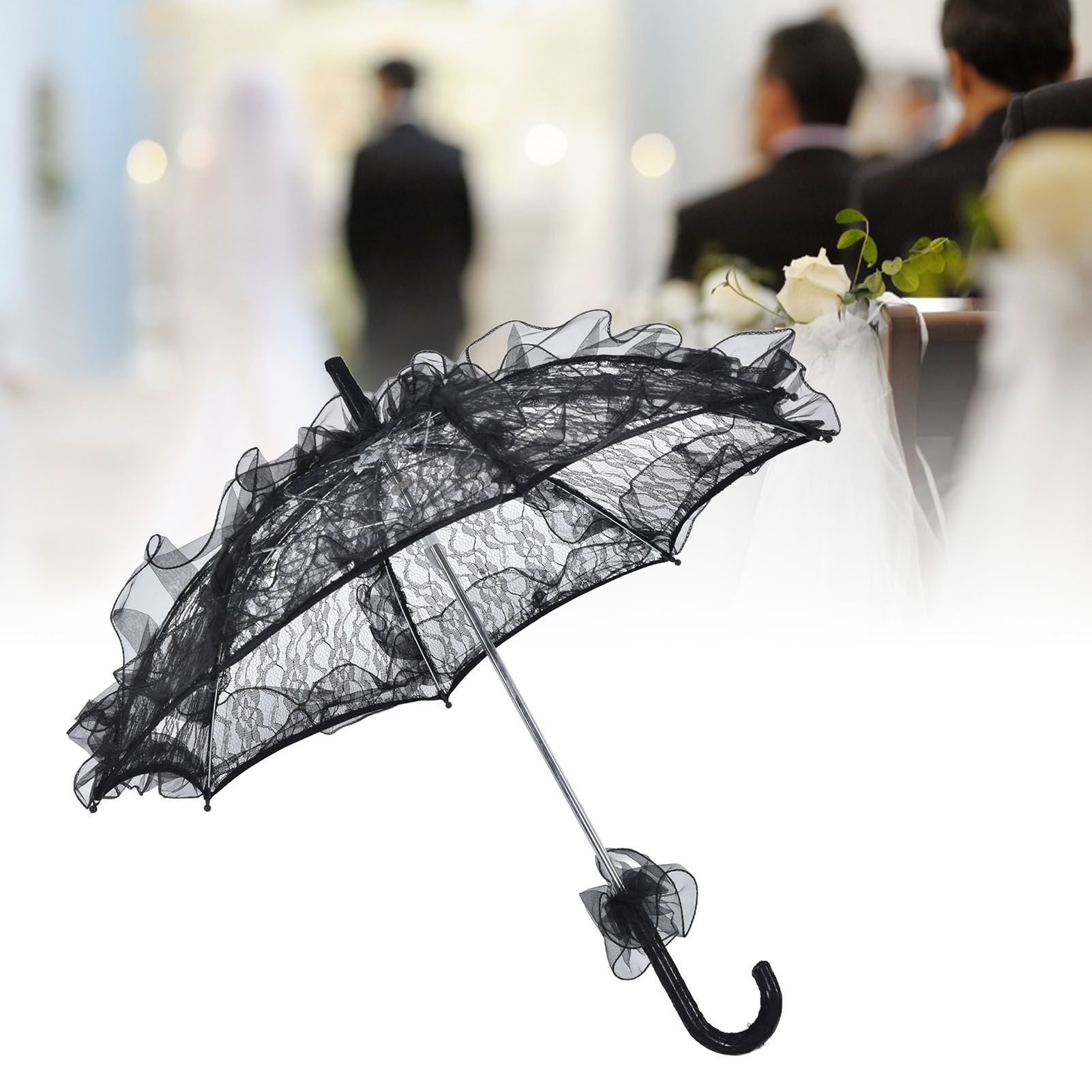 Elegant Lace Bride Umbrella Wedding Party Photography Decor Prop Lace Parasol view 11
