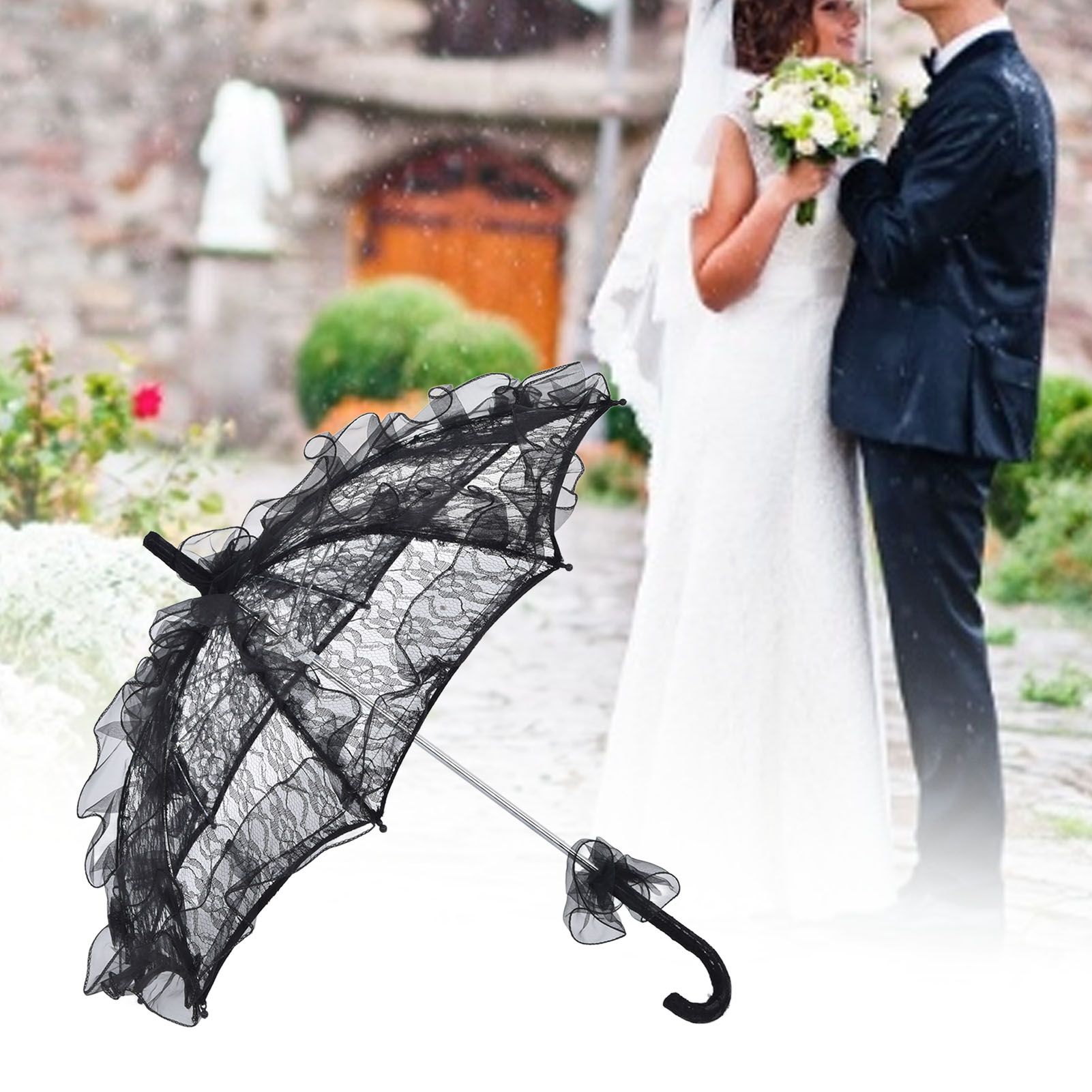 Elegant Lace Bride Umbrella Wedding Party Photography Decor Prop Lace Parasol view 12
