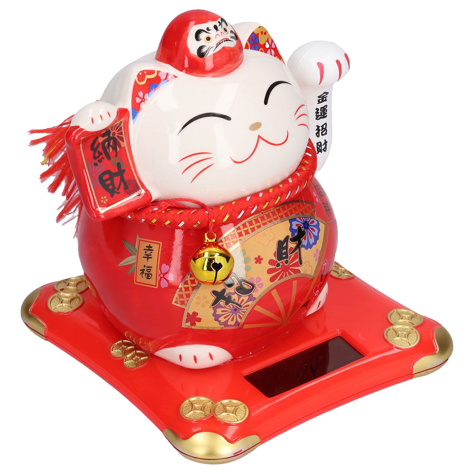 6in Fortune Cat Ceramic Waving Lucky Cat Ornament Home Decoration for Bedroom view 4