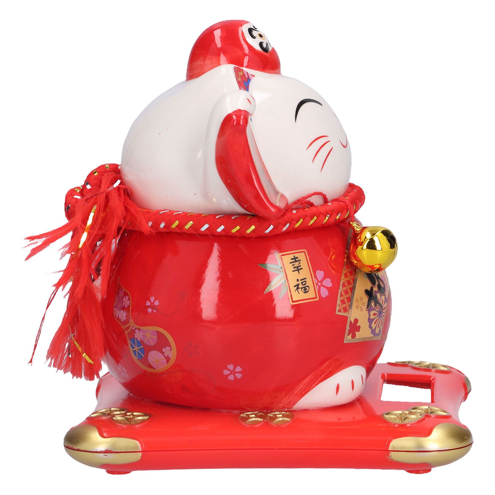 6in Fortune Cat Ceramic Waving Lucky Cat Ornament Home Decoration for Bedroom view 8
