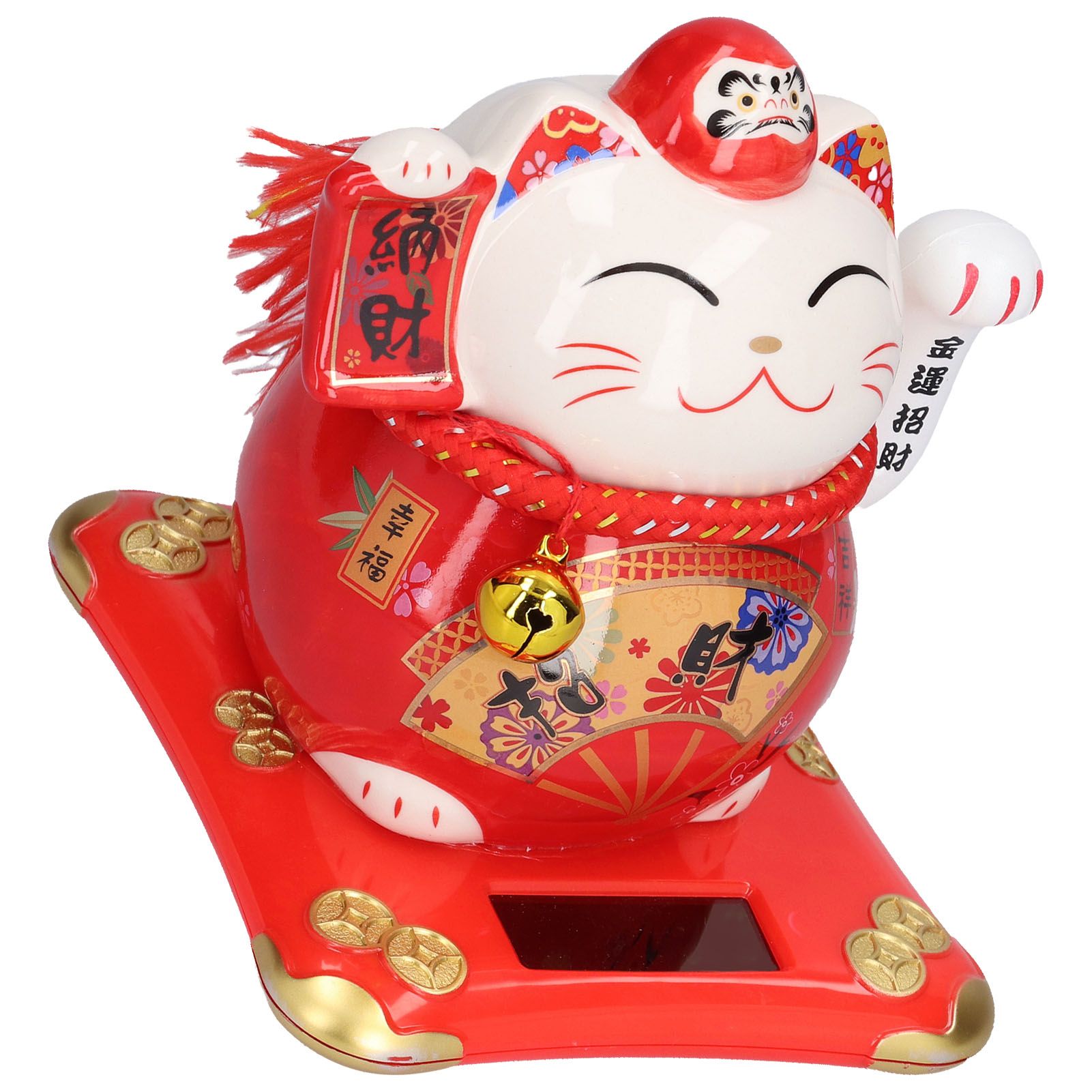 6in Fortune Cat Ceramic Waving Lucky Cat Ornament Home Decoration for Bedroom view 9