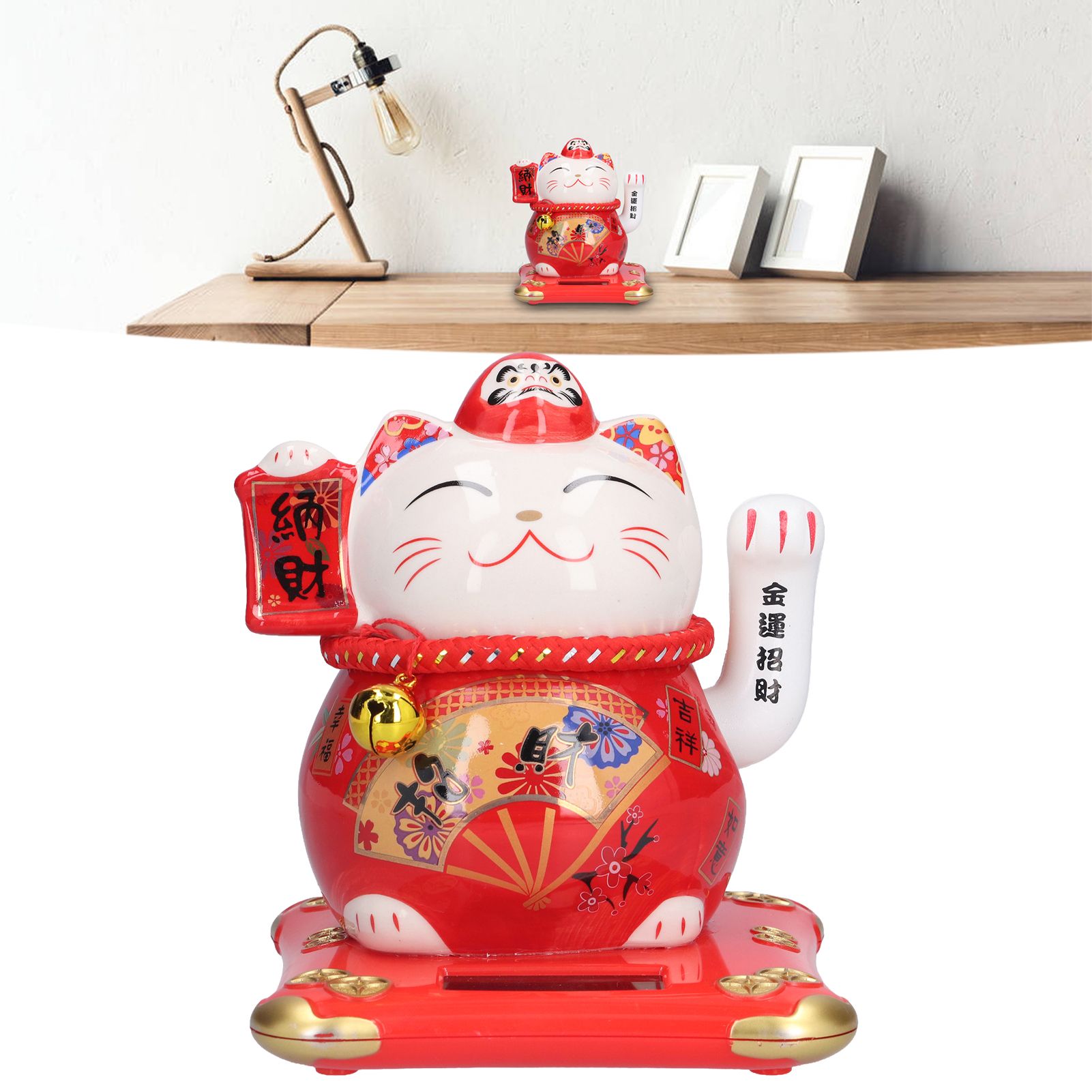 6in Fortune Cat Ceramic Waving Lucky Cat Ornament Home Decoration for Bedroom view 11