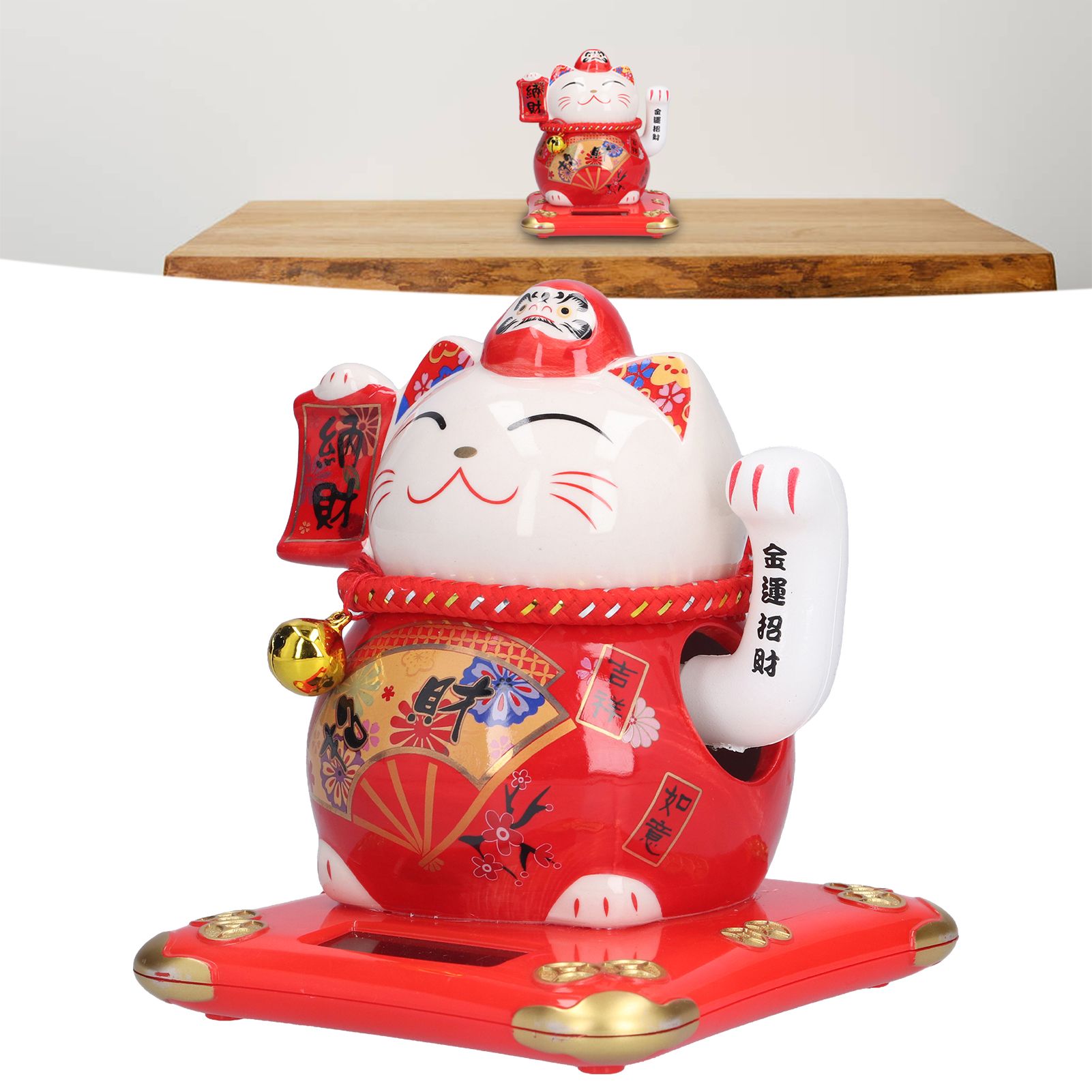 6in Fortune Cat Ceramic Waving Lucky Cat Ornament Home Decoration for Bedroom view 12