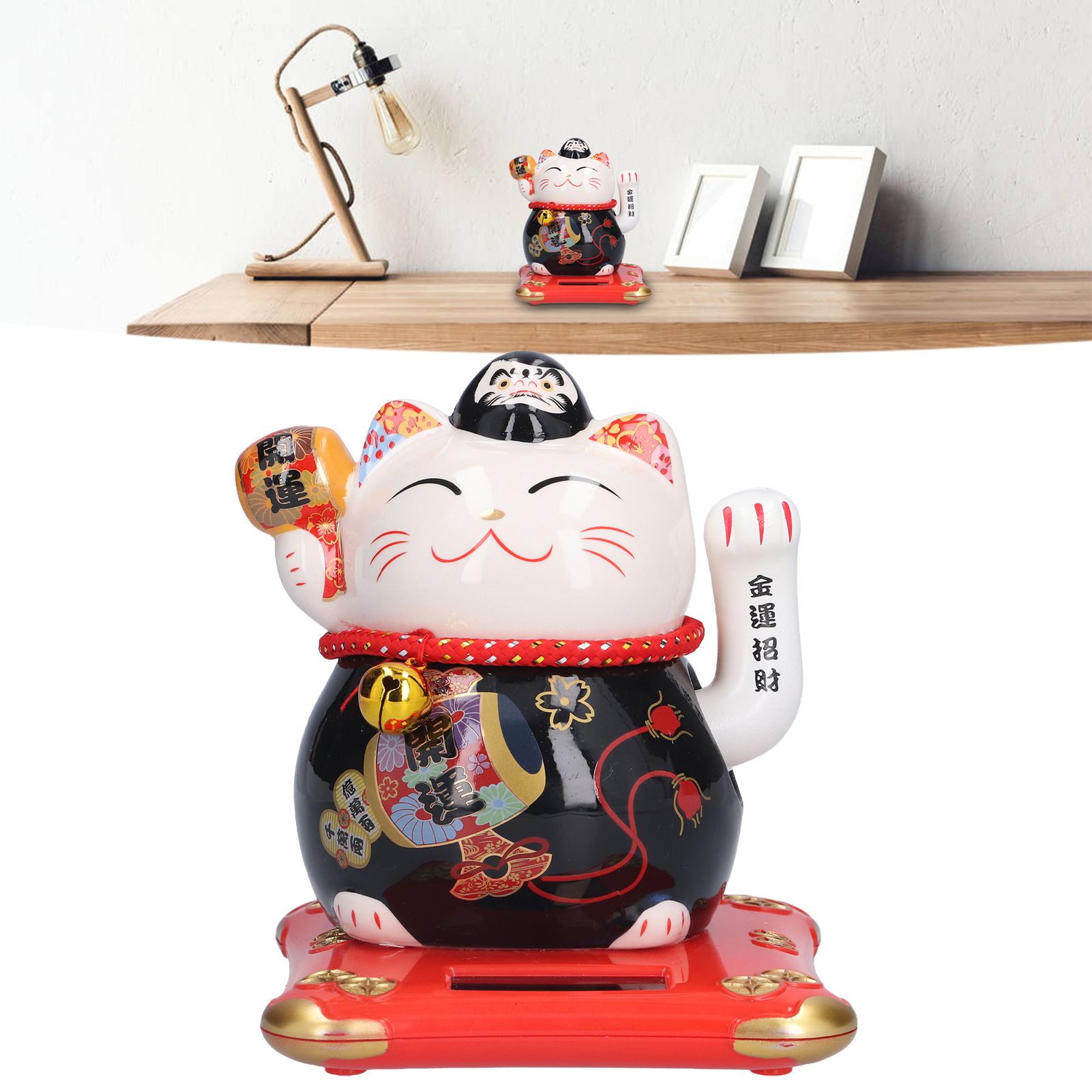 6in Fortune Cat Ceramic Waving Lucky Cat Ornament Home Decoration for Bedroom view 11