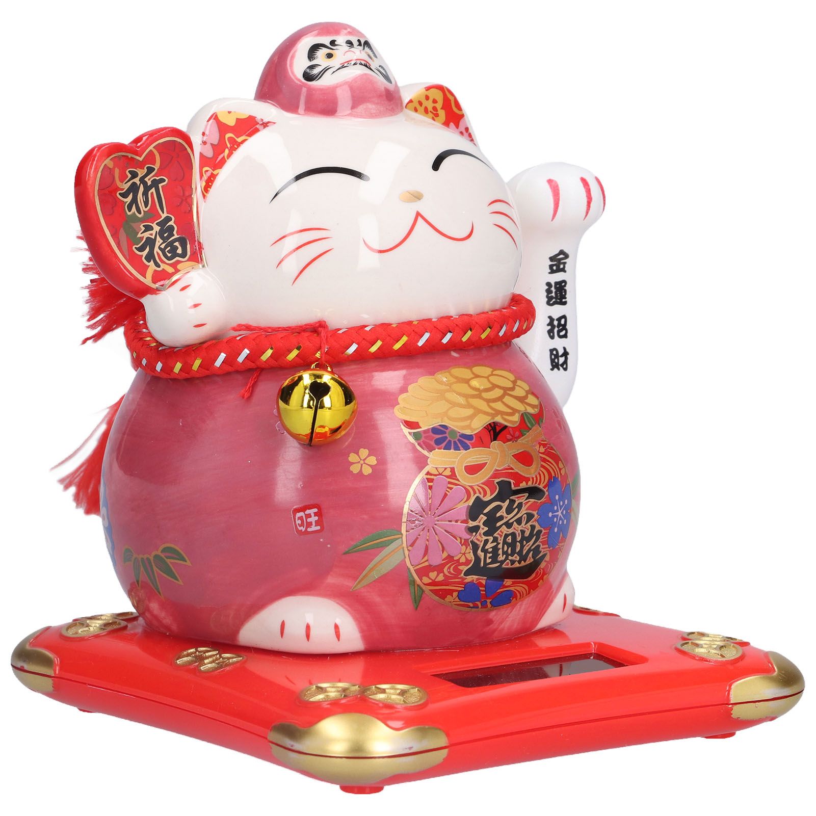 6in Fortune Cat Ceramic Waving Lucky Cat Ornament Home Decoration for Bedroom view 2
