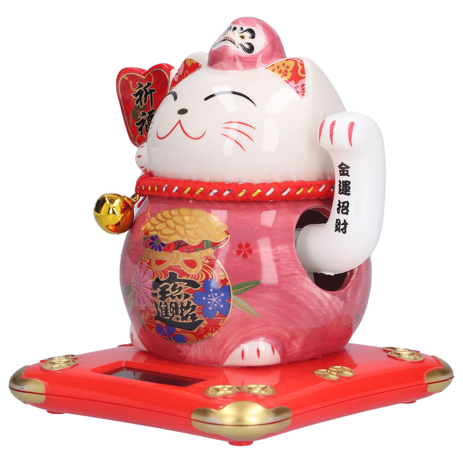 6in Fortune Cat Ceramic Waving Lucky Cat Ornament Home Decoration for Bedroom view 3