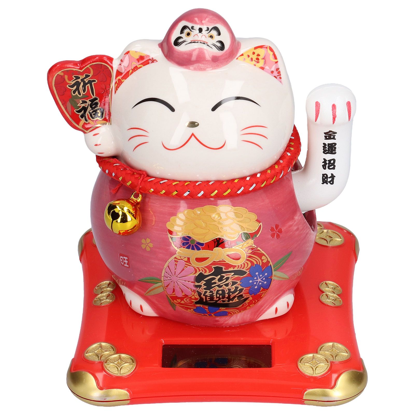 6in Fortune Cat Ceramic Waving Lucky Cat Ornament Home Decoration for Bedroom view 4