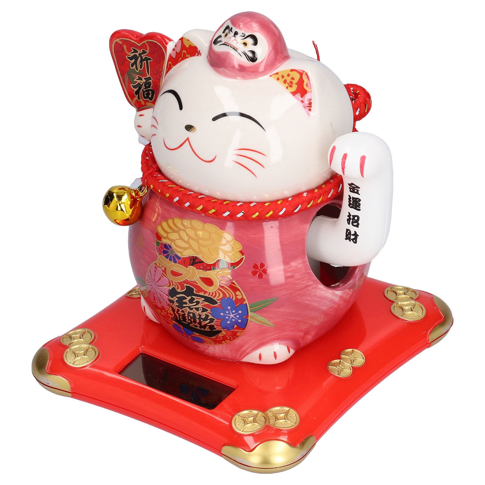 6in Fortune Cat Ceramic Waving Lucky Cat Ornament Home Decoration for Bedroom view 6