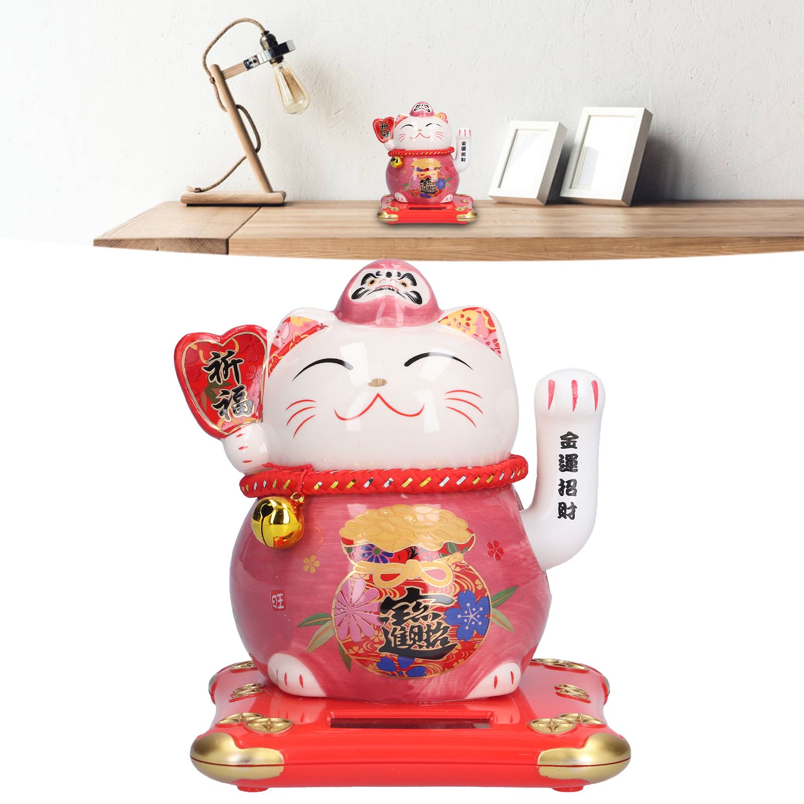 6in Fortune Cat Ceramic Waving Lucky Cat Ornament Home Decoration for Bedroom view 11