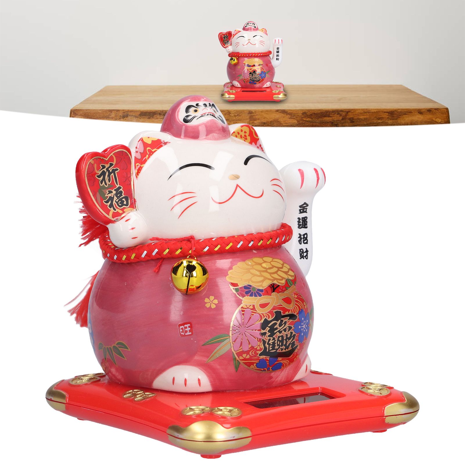 6in Fortune Cat Ceramic Waving Lucky Cat Ornament Home Decoration for Bedroom view 12