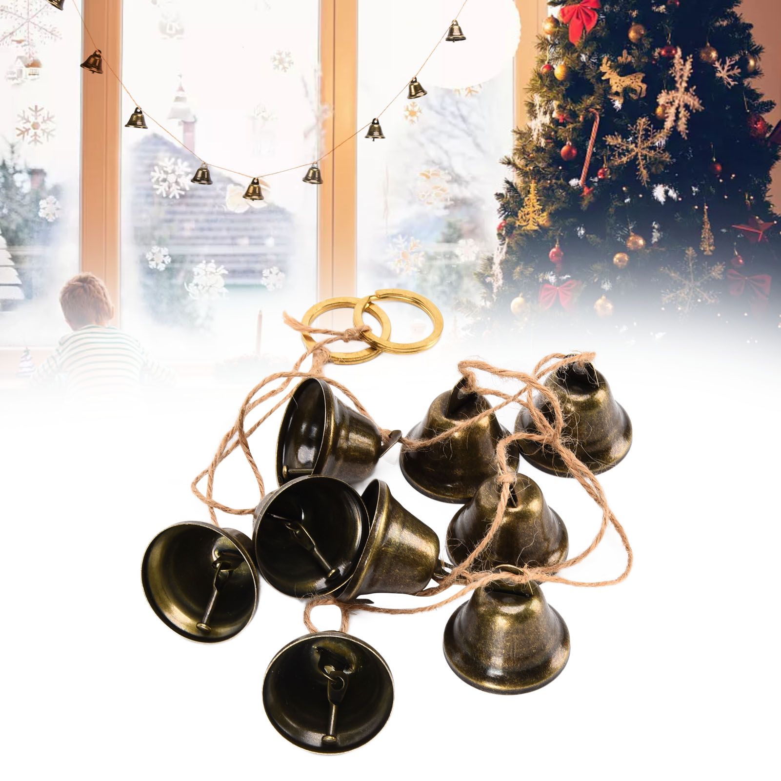 Hanging Bells String Handicrafts Decorative String of 9 Iron Vintage Christmas view 11