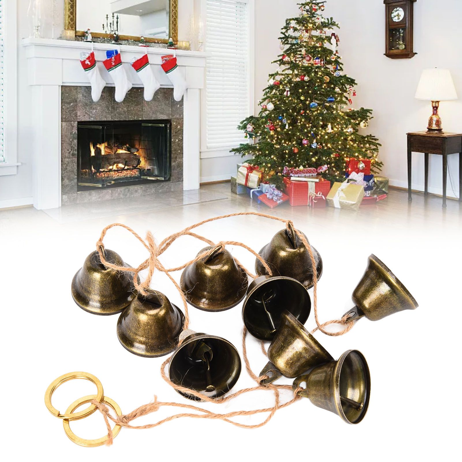 Hanging Bells String Handicrafts Decorative String of 9 Iron Vintage Christmas view 12