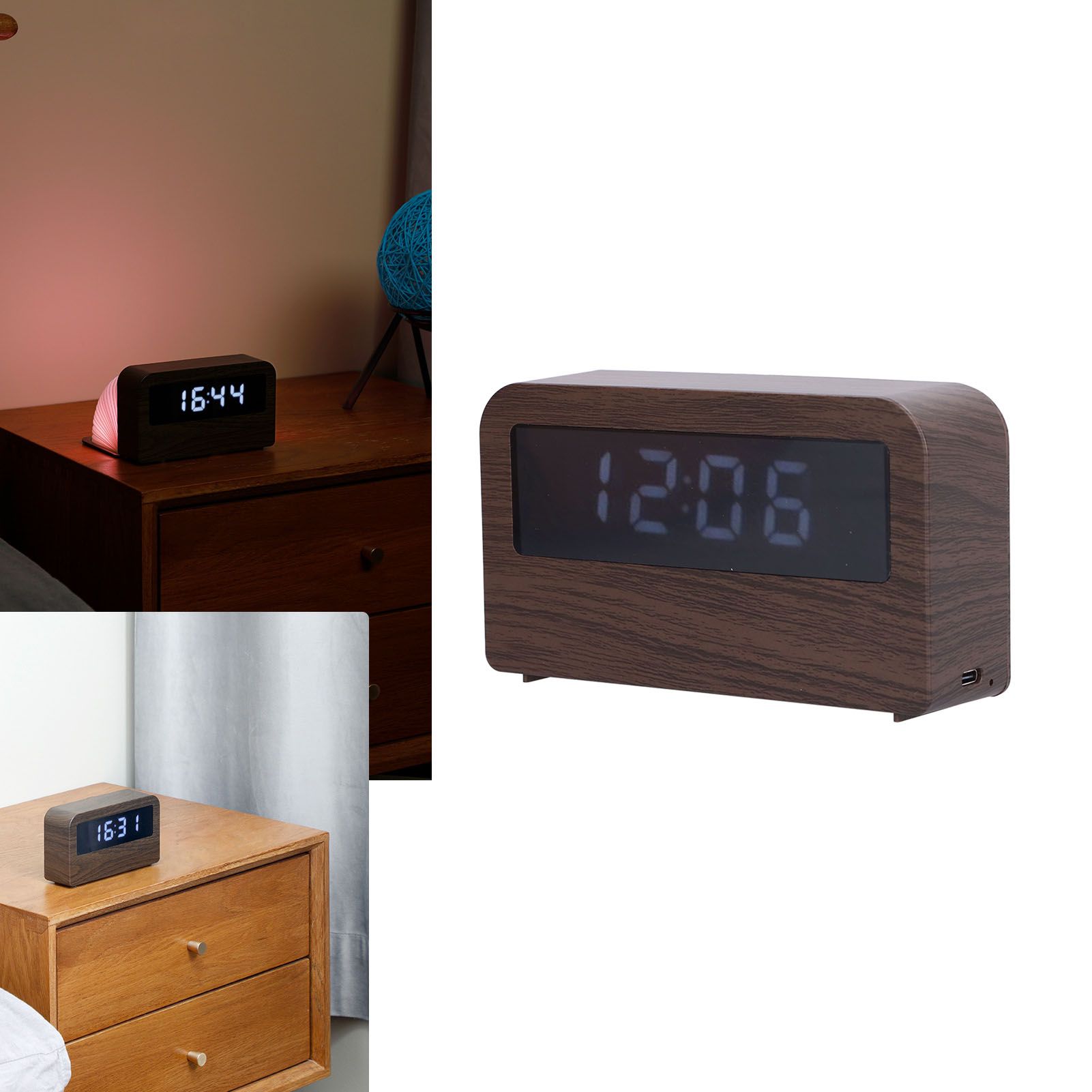 Wooden Clock Multifunctional Digital Backlight Environmental Friendly Compact view 11