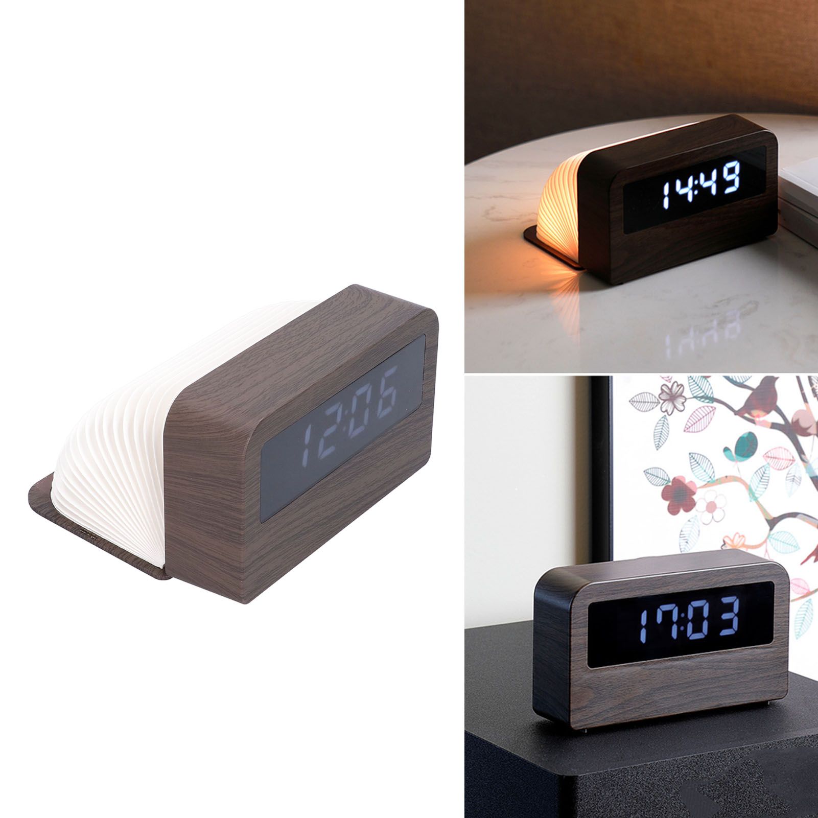 Wooden Clock Multifunctional Digital Backlight Environmental Friendly Compact view 12