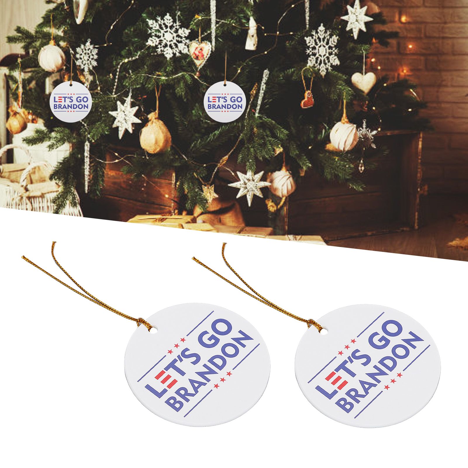 2Set Innovative Ornament Ceramic Christmas Tree Hanging Pendant for Party view 11
