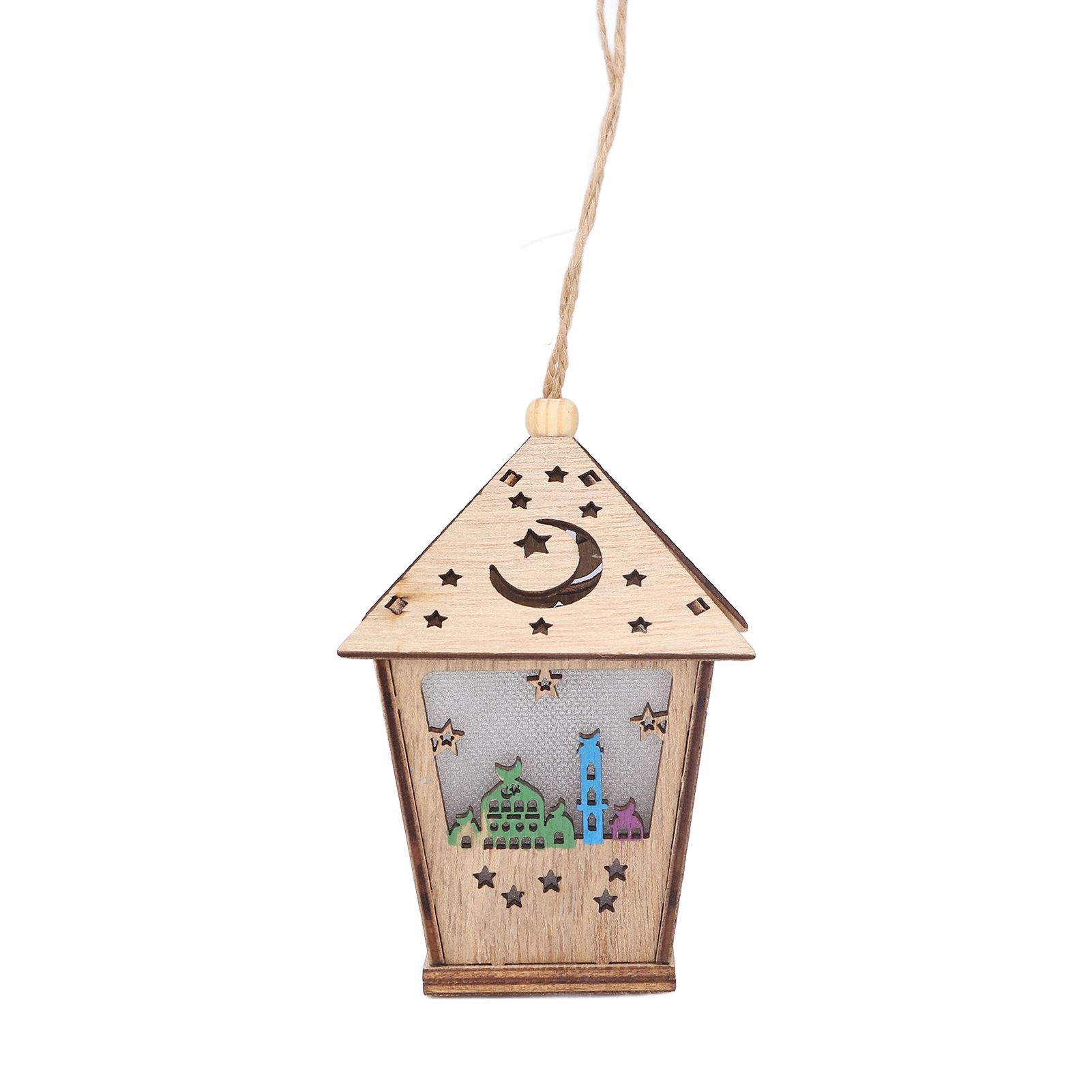 Ramadan Lamp Three Dimensional House Shape Unique Design Hanging Light Wooden view 2
