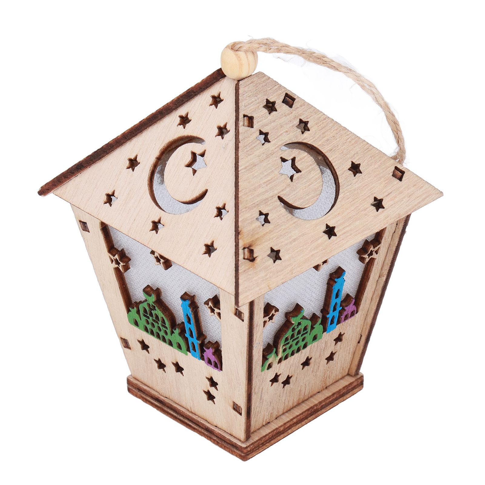 Ramadan Lamp Three Dimensional House Shape Unique Design Hanging Light Wooden view 6