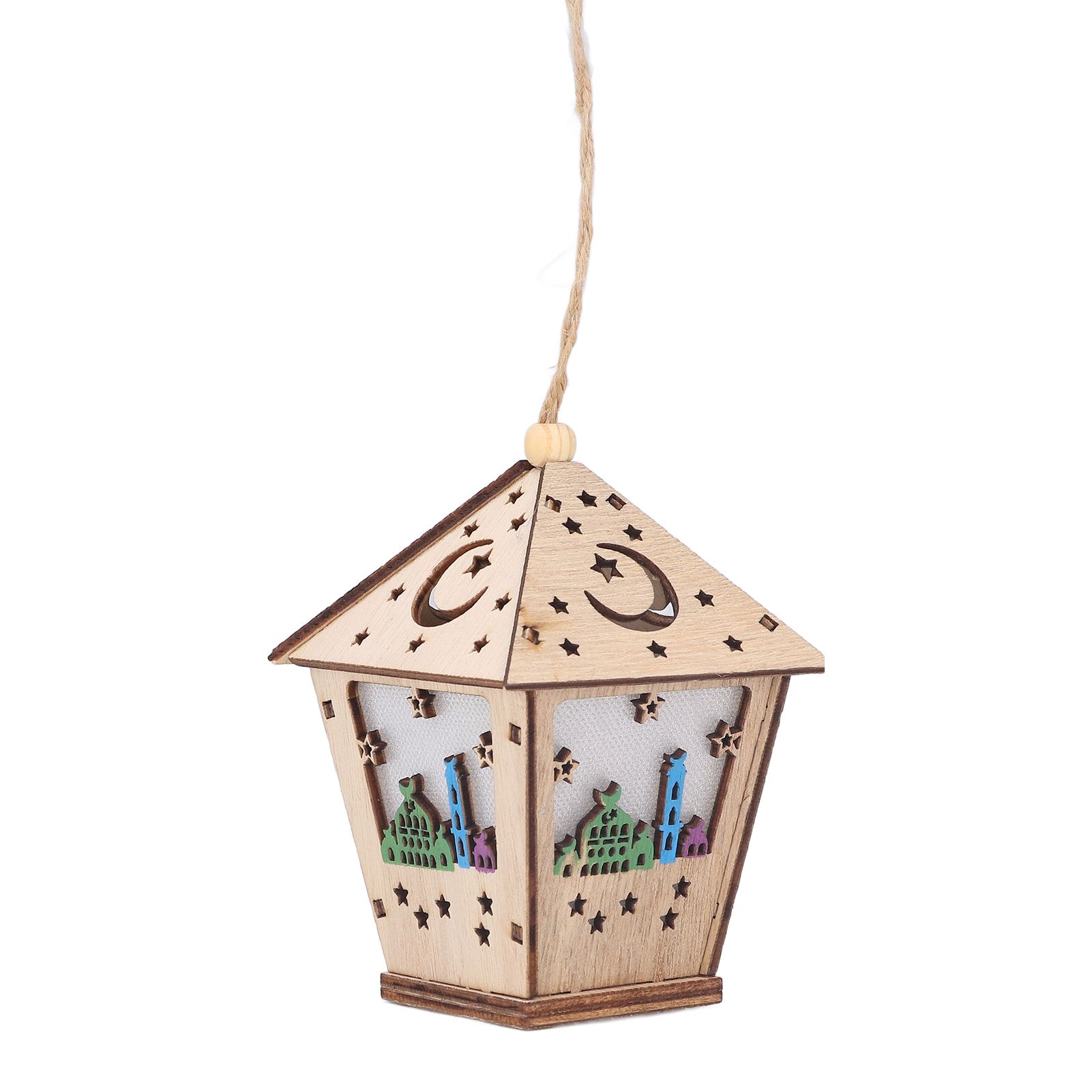 Ramadan Lamp Three Dimensional House Shape Unique Design Hanging Light Wooden view 8