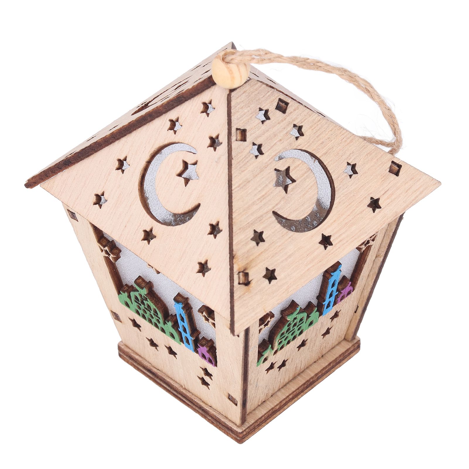 Ramadan Lamp Three Dimensional House Shape Unique Design Hanging Light Wooden view 9