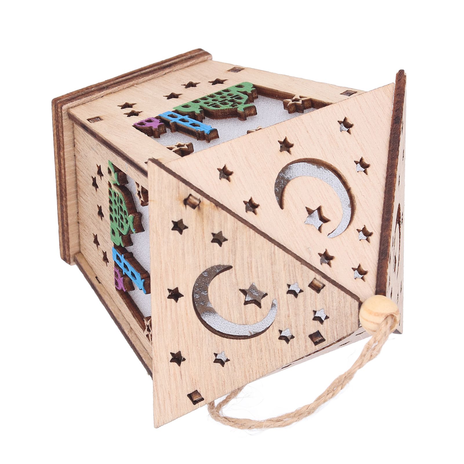 Ramadan Lamp Three Dimensional House Shape Unique Design Hanging Light Wooden view 10