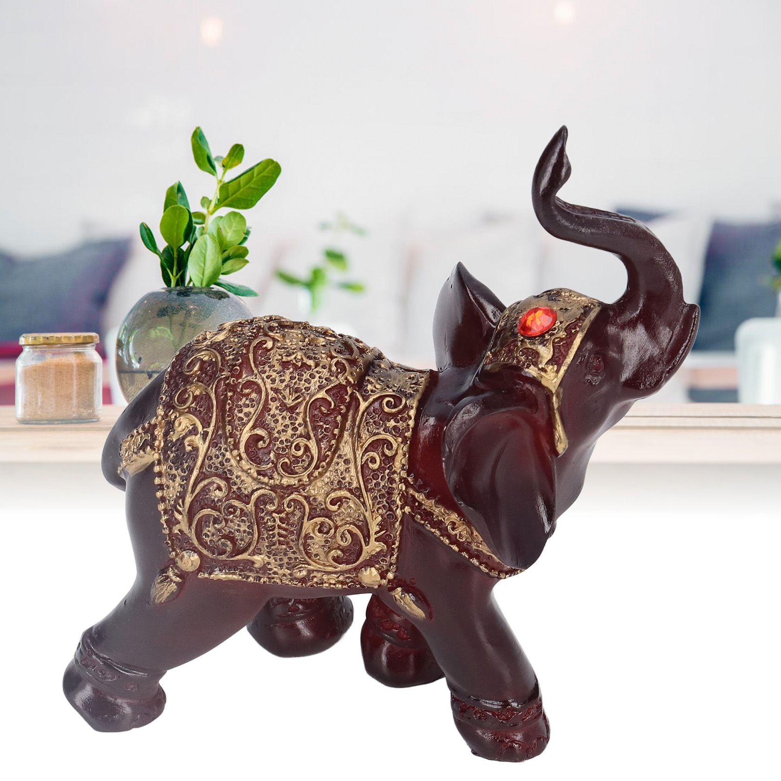 Elephant Figurines Durable Resin Delicate Texture Retro Style Symbolize Power view 11