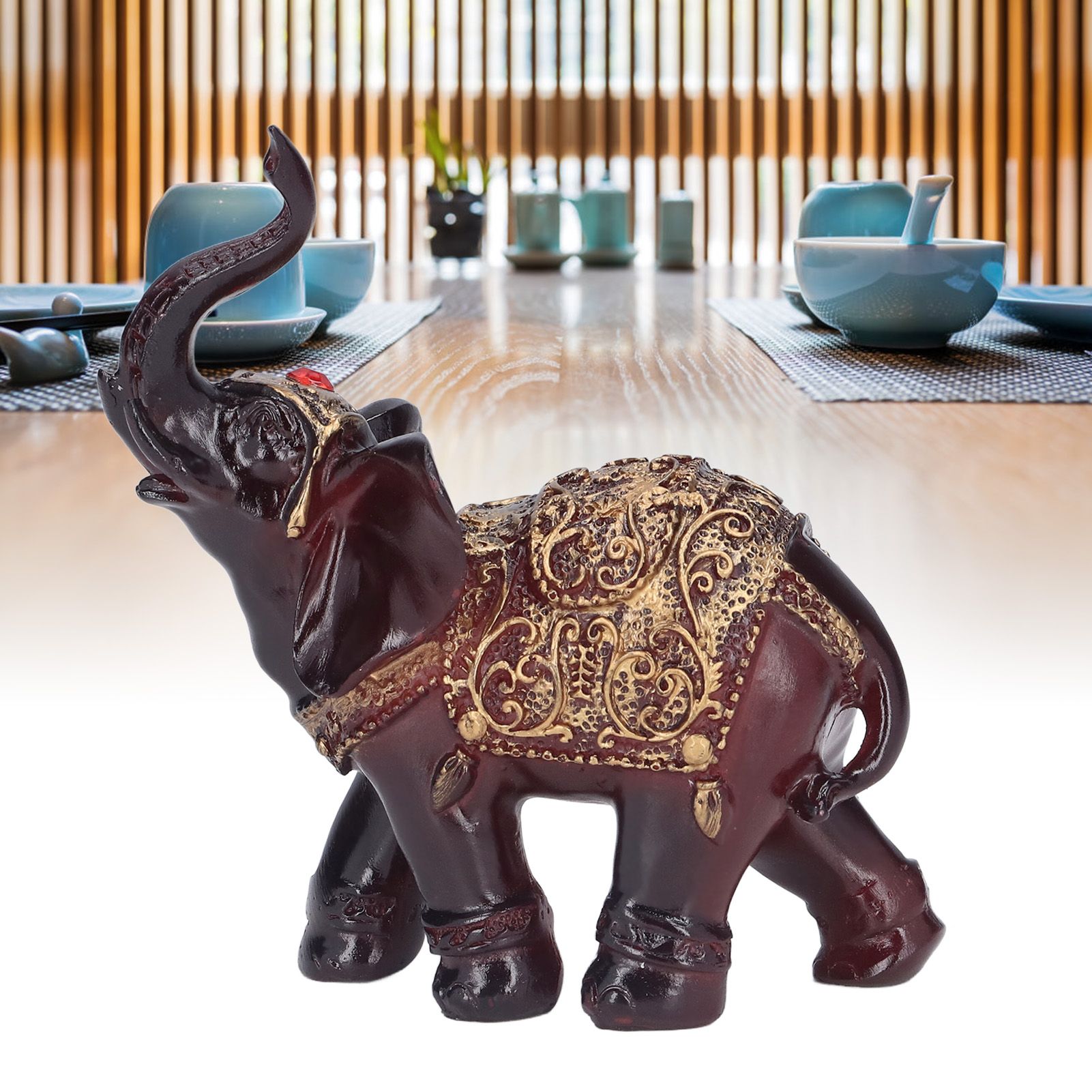 Elephant Figurines Durable Resin Delicate Texture Retro Style Symbolize Power view 12