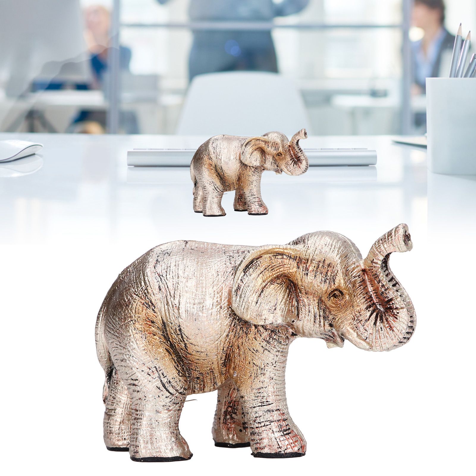 Elephant Statue Synthetic Resin Retro Style Exquisite Workmanship Elegant Cute view 11