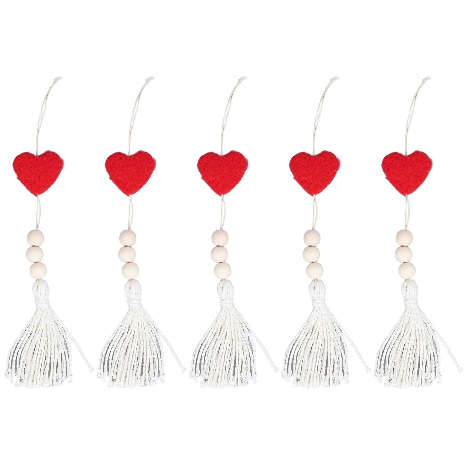 5Pcs Tassel Pendant Heart Design Lightweight Bohemian Tassel Cute Keychains — image 1