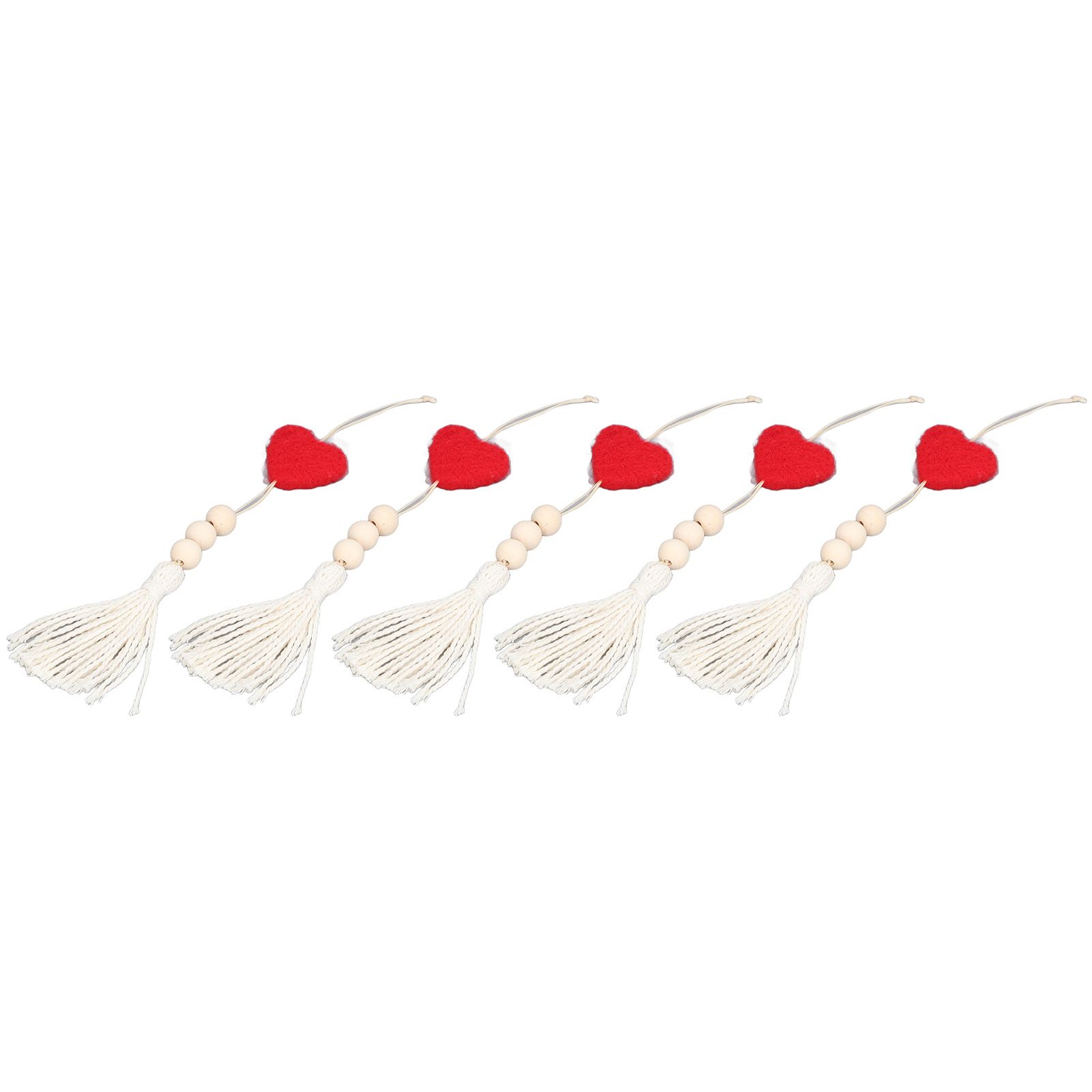 5Pcs Tassel Pendant Heart Design Lightweight Bohemian Tassel Cute Keychains view 2
