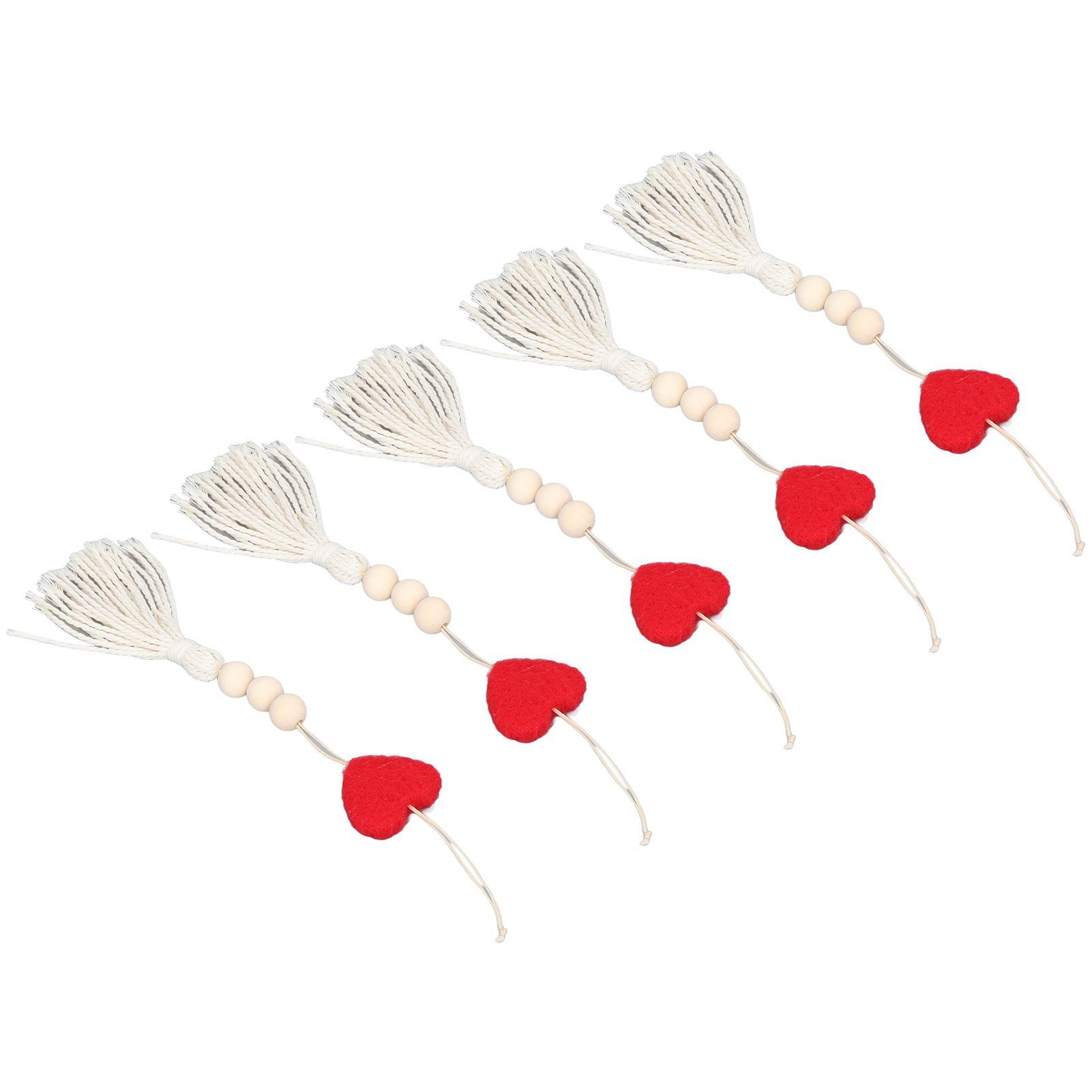 5Pcs Tassel Pendant Heart Design Lightweight Bohemian Tassel Cute Keychains view 3