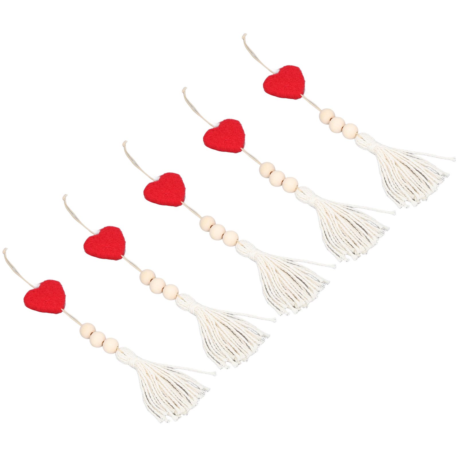 5Pcs Tassel Pendant Heart Design Lightweight Bohemian Tassel Cute Keychains view 4