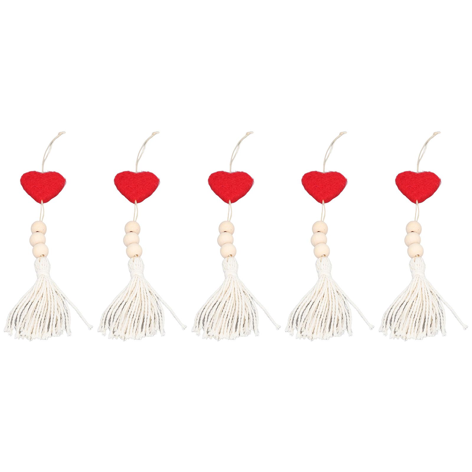 5Pcs Tassel Pendant Heart Design Lightweight Bohemian Tassel Cute Keychains view 7