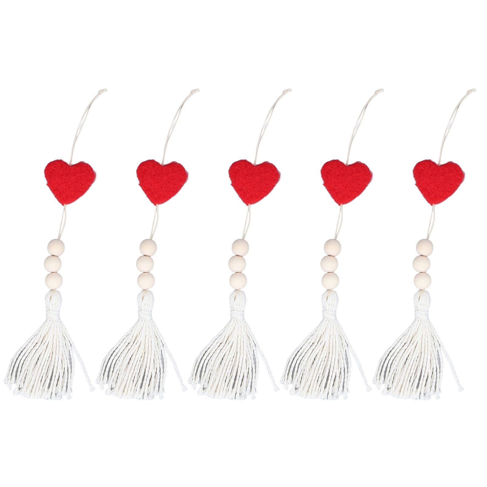 5Pcs Tassel Pendant Heart Design Lightweight Bohemian Tassel Cute Keychains view 10