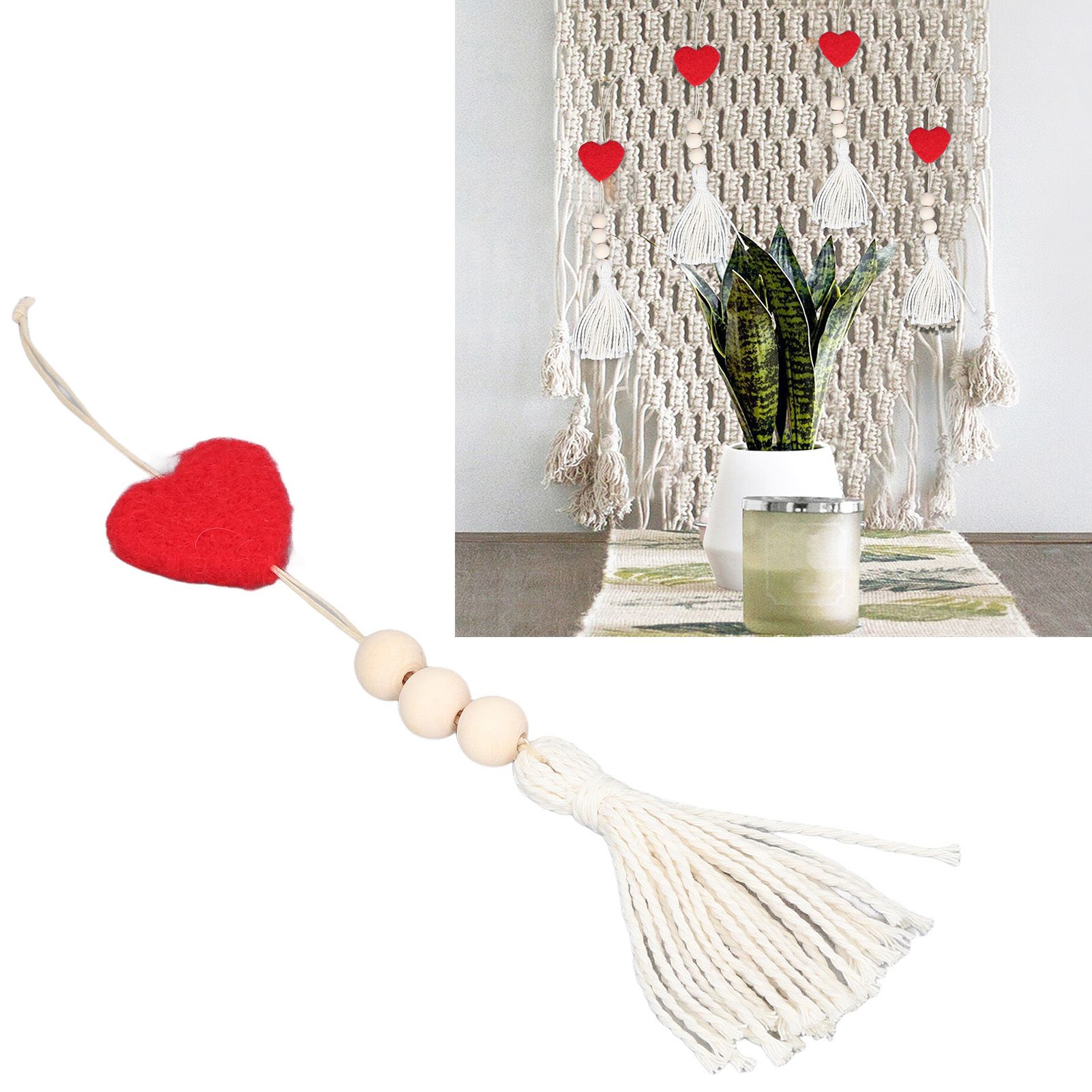 5Pcs Tassel Pendant Heart Design Lightweight Bohemian Tassel Cute Keychains view 11