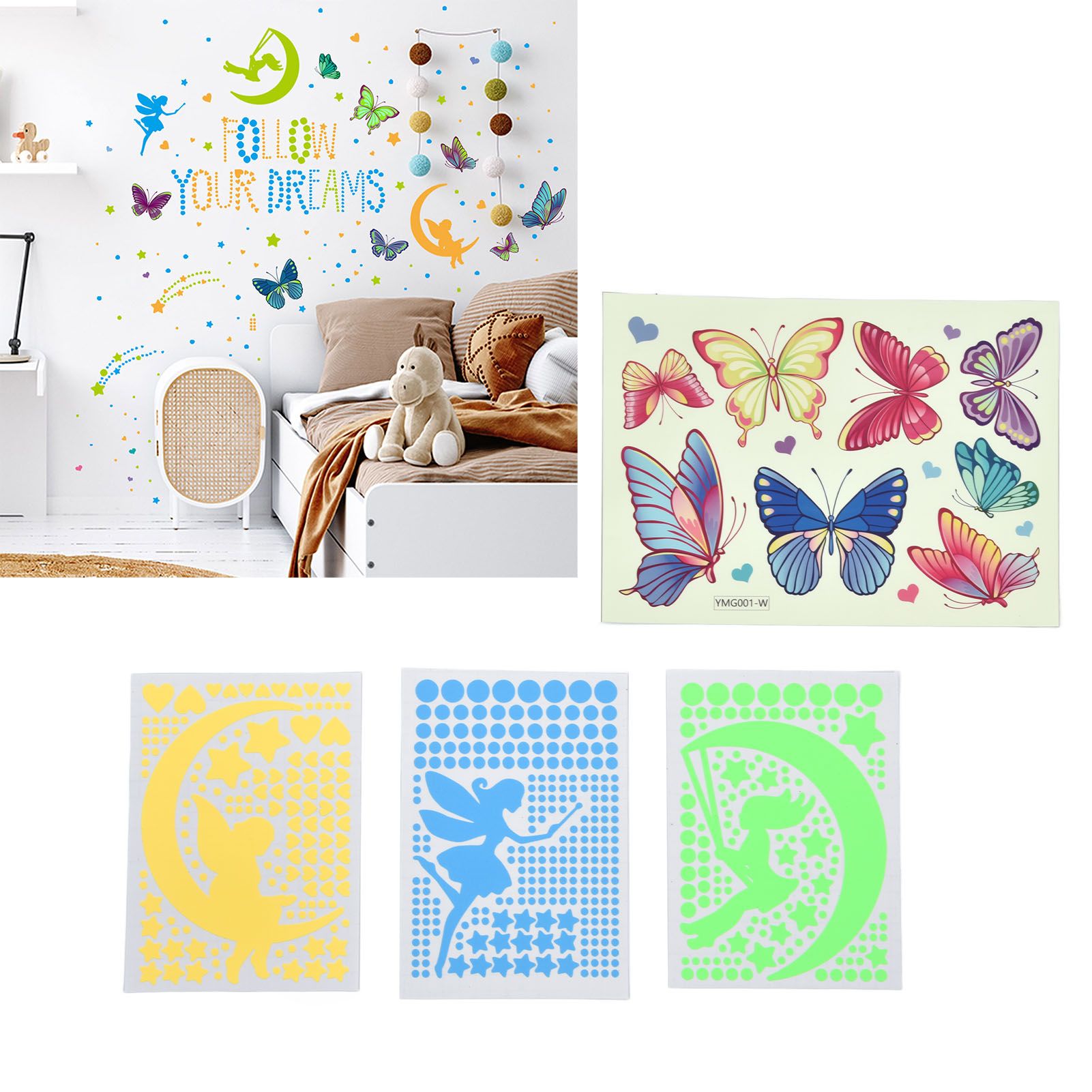 4Pcs Wall Stickers PVC Material Self Adhesive Luminous Design Cute Exquisite view 11