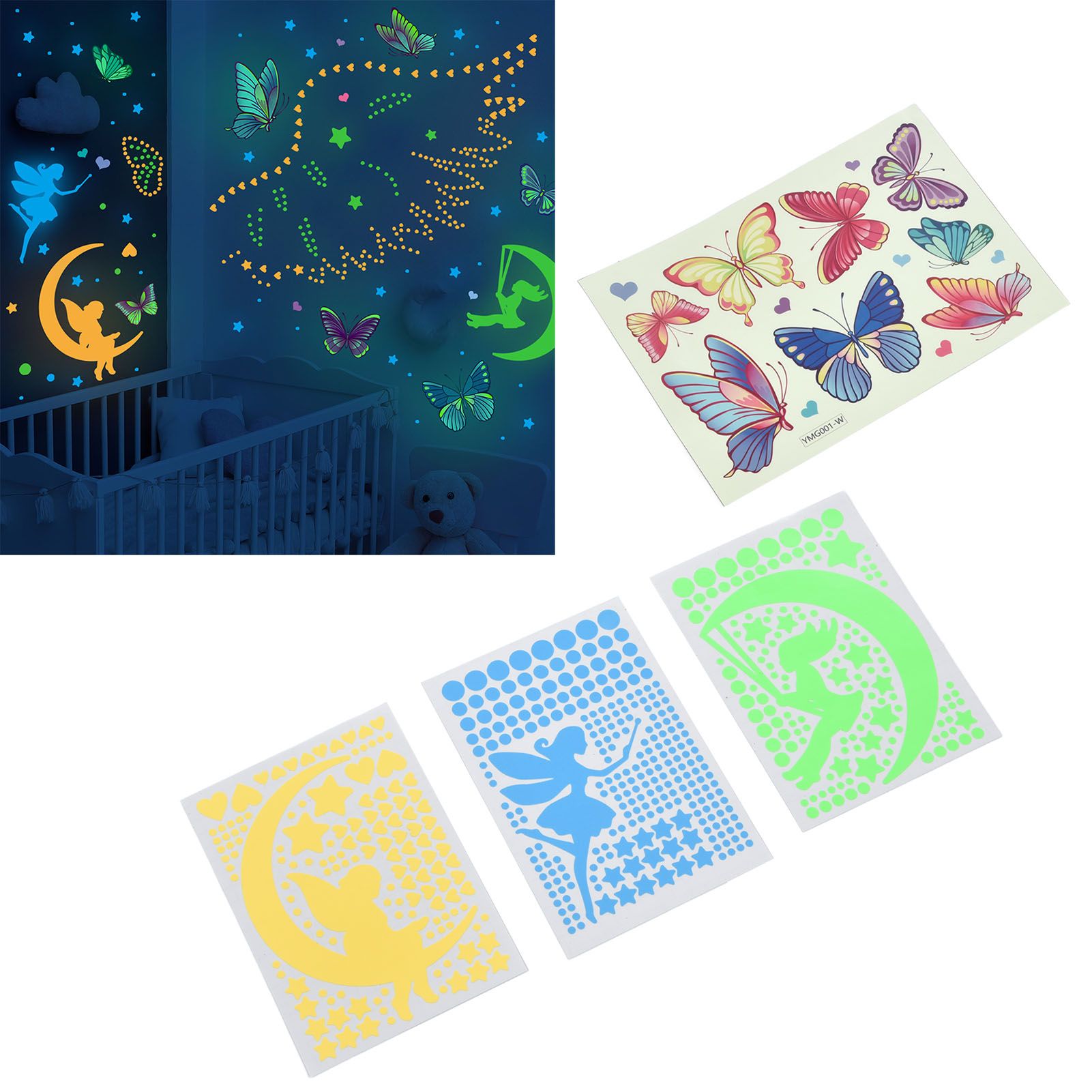 4Pcs Wall Stickers PVC Material Self Adhesive Luminous Design Cute Exquisite view 12