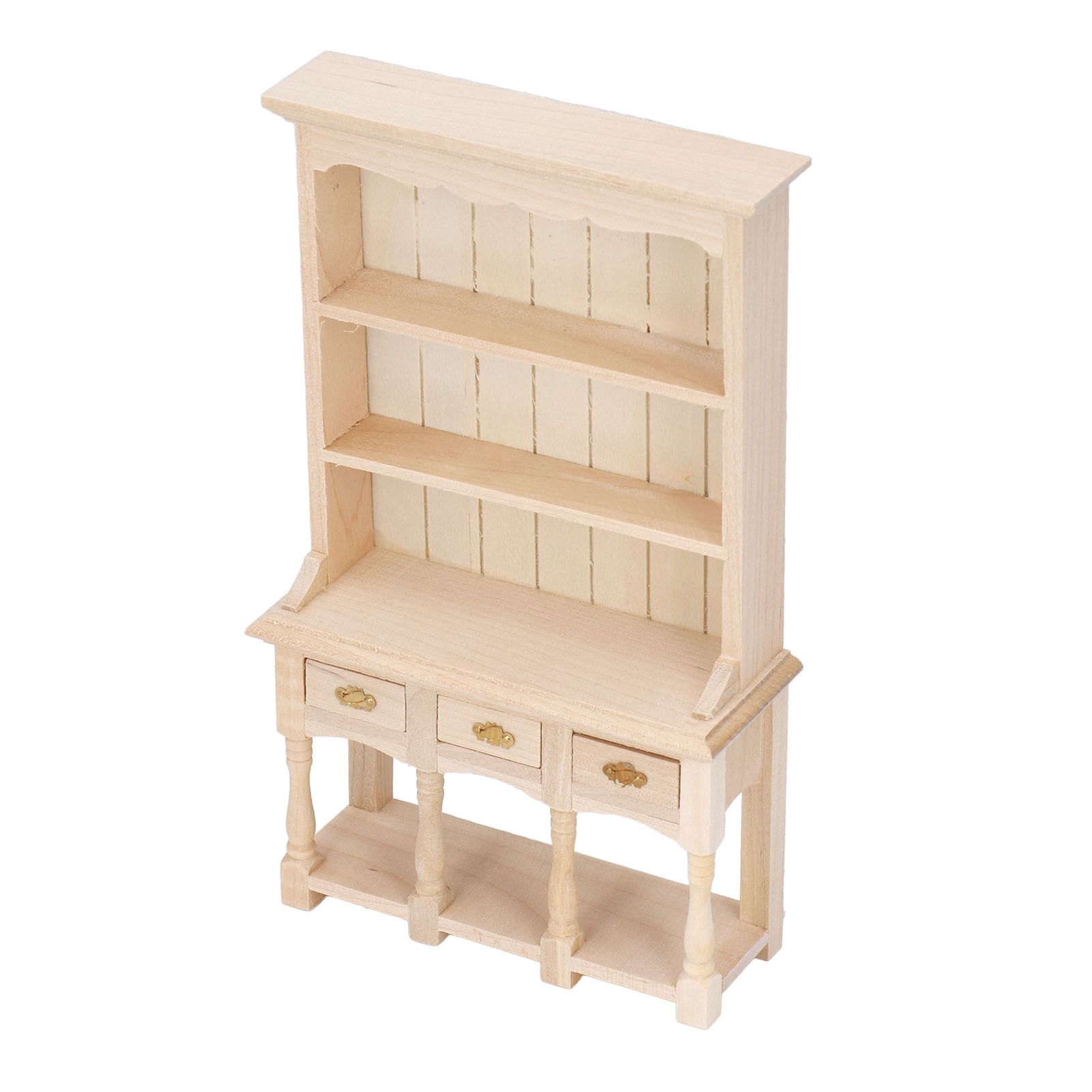 Dollhouse Bookshelf 1/12 Scale 3 Layer Drawer Design Classic Pure Colors DIY view 2