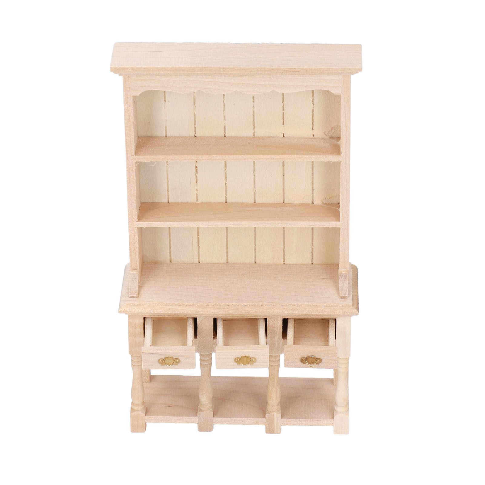 Dollhouse Bookshelf 1/12 Scale 3 Layer Drawer Design Classic Pure Colors DIY view 3
