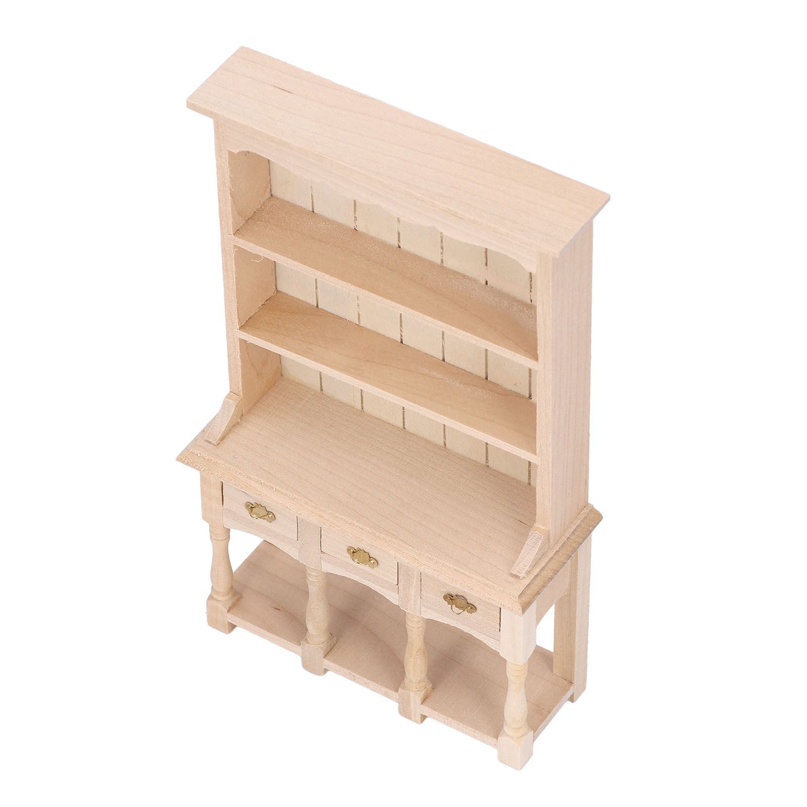 Dollhouse Bookshelf 1/12 Scale 3 Layer Drawer Design Classic Pure Colors DIY view 4
