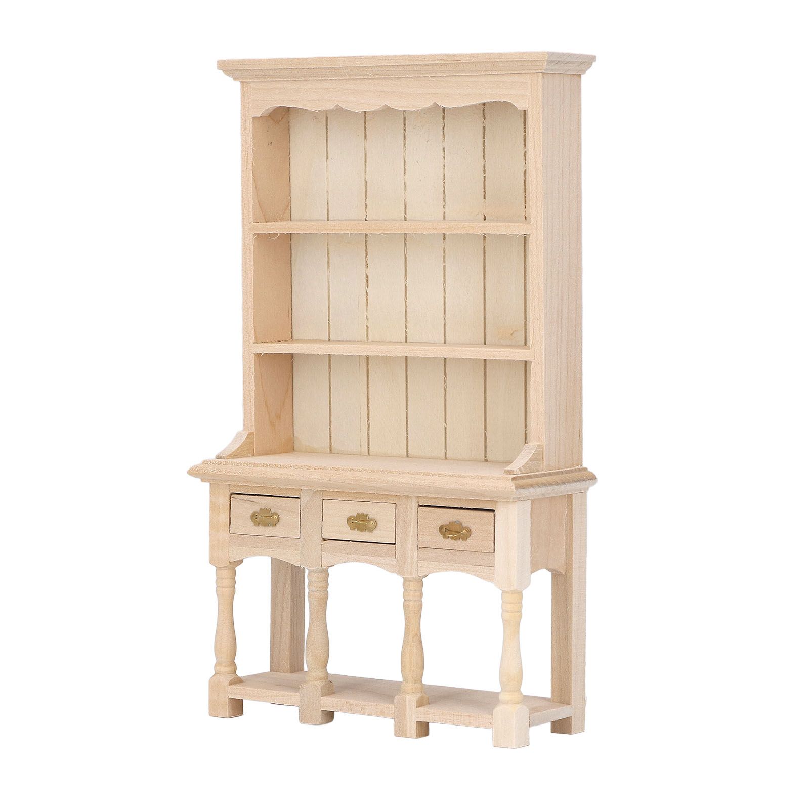 Dollhouse Bookshelf 1/12 Scale 3 Layer Drawer Design Classic Pure Colors DIY view 5
