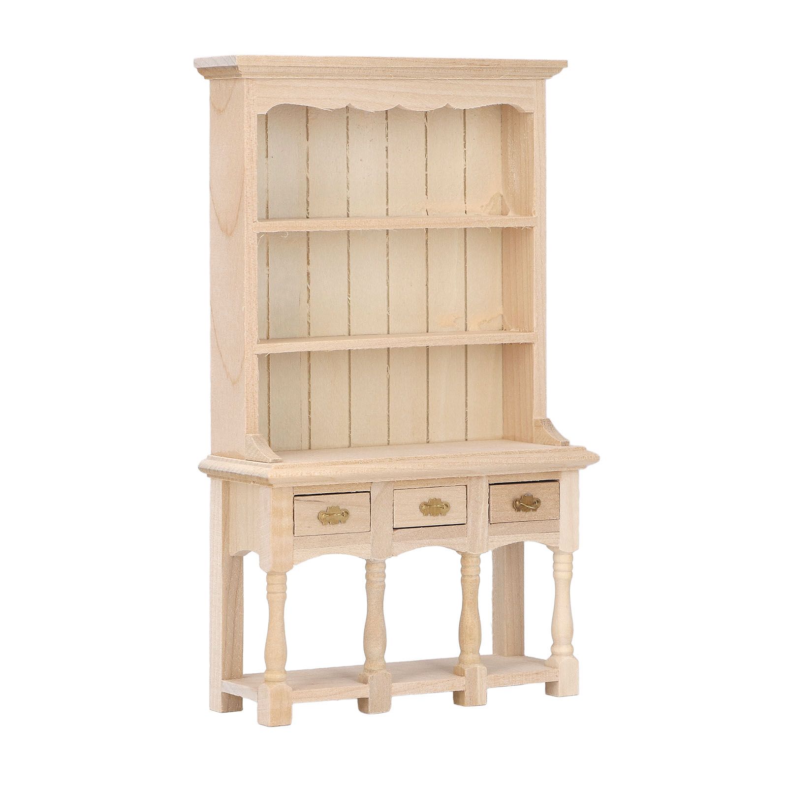 Dollhouse Bookshelf 1/12 Scale 3 Layer Drawer Design Classic Pure Colors DIY view 6