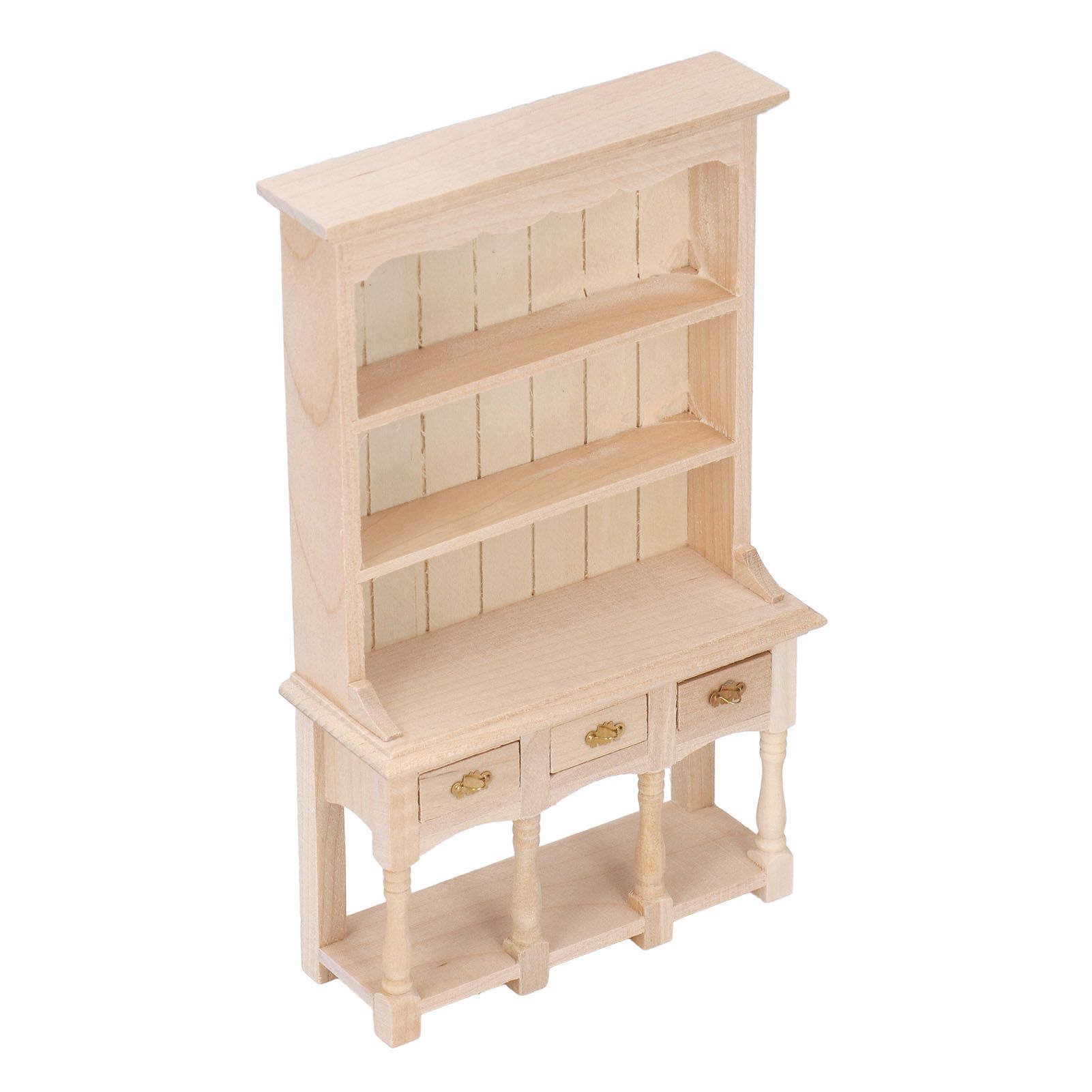 Dollhouse Bookshelf 1/12 Scale 3 Layer Drawer Design Classic Pure Colors DIY view 7