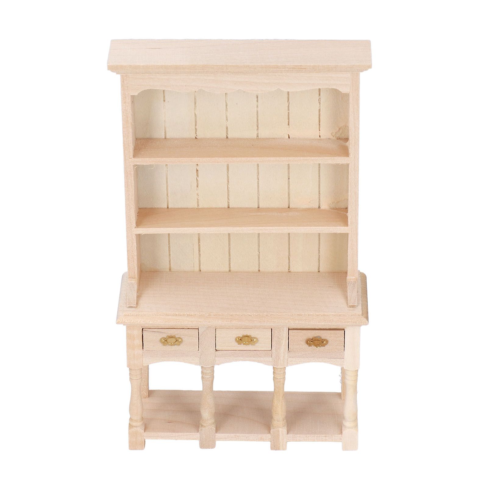 Dollhouse Bookshelf 1/12 Scale 3 Layer Drawer Design Classic Pure Colors DIY view 10