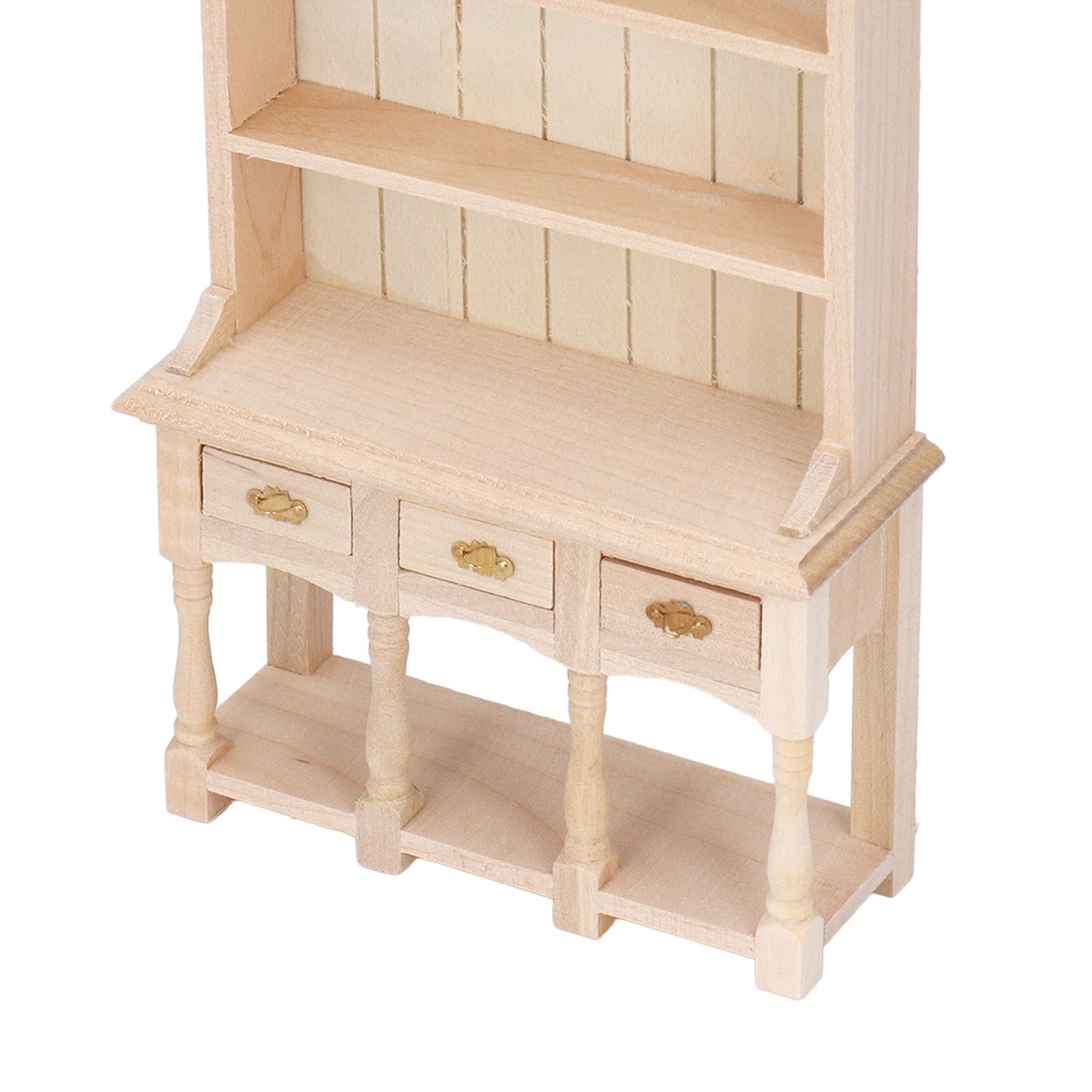 Dollhouse Bookshelf 1/12 Scale 3 Layer Drawer Design Classic Pure Colors DIY view 13